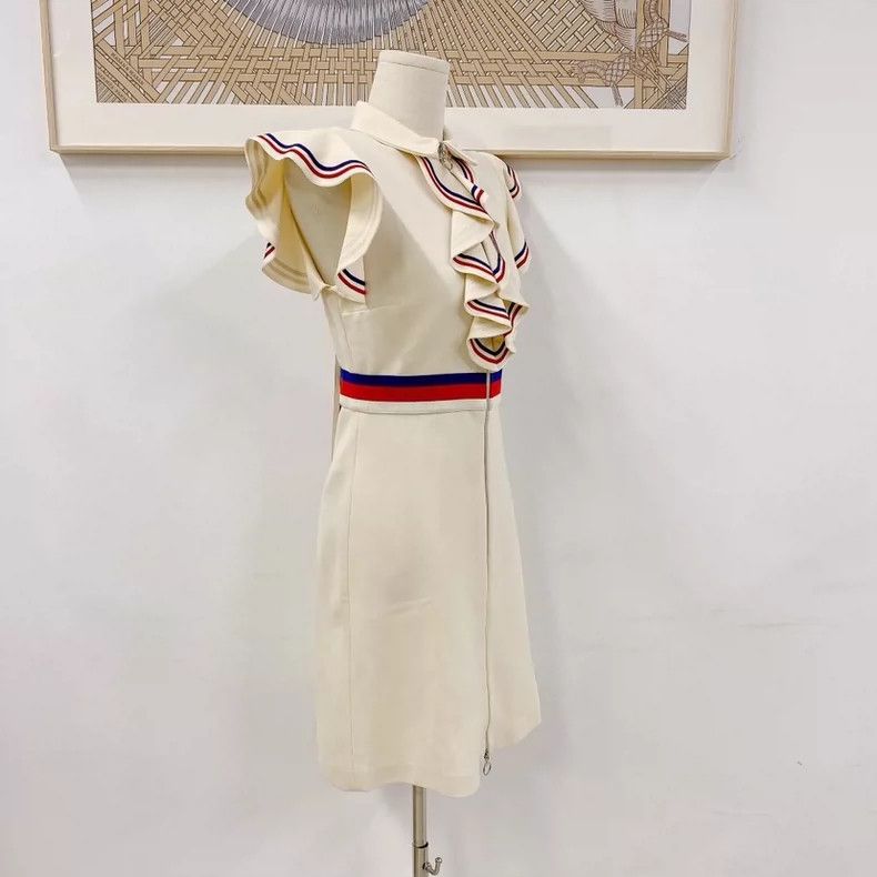 Gucci Gucci White Ruffled Dress Size M- DMC Size 22" - 4 Thumbnail