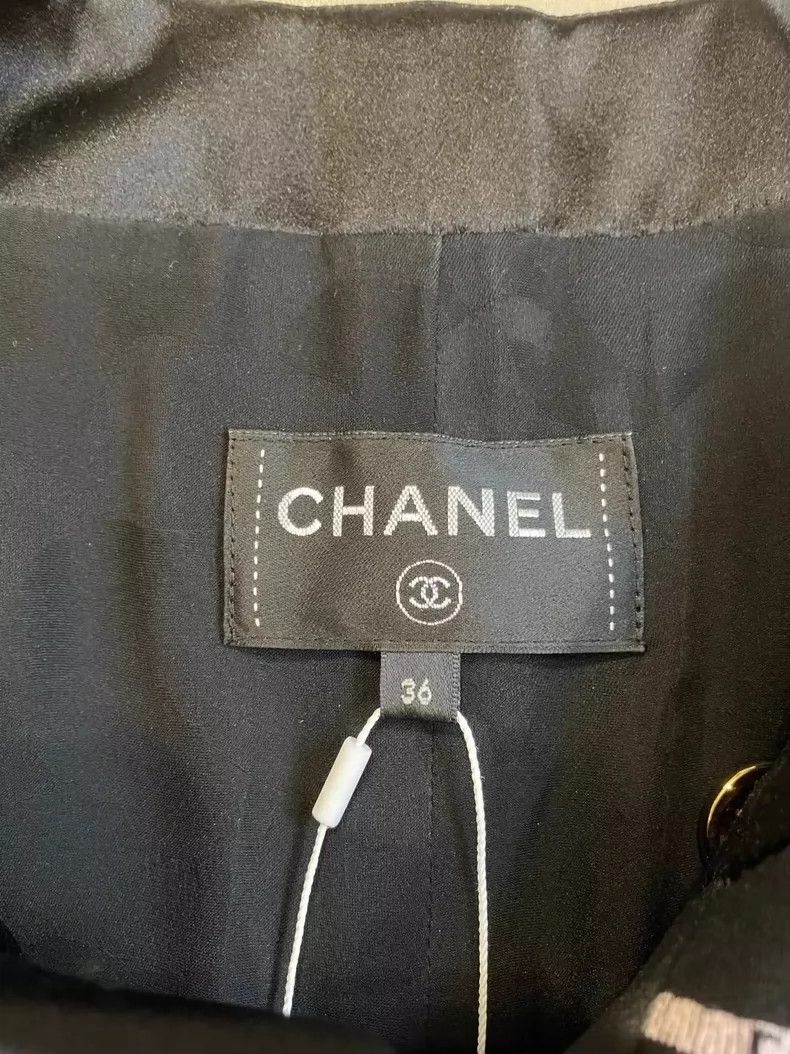 Chanel Black Striped Dress with Colorful Logo- DMC Size 22" - 5 Thumbnail