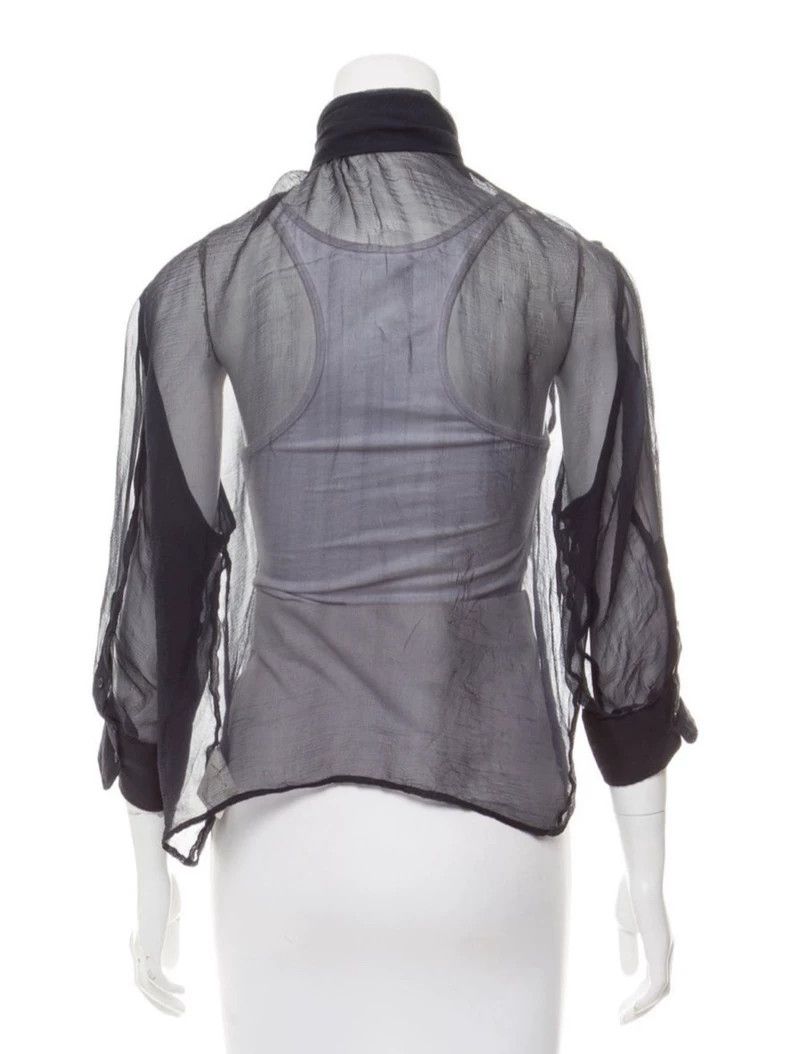 Yves Saint Laurent Vintage YSL Silk Tie-Front Sheer Blouse- DMC Size US M / EU 48-50 / 2 - 2 Thumbnail