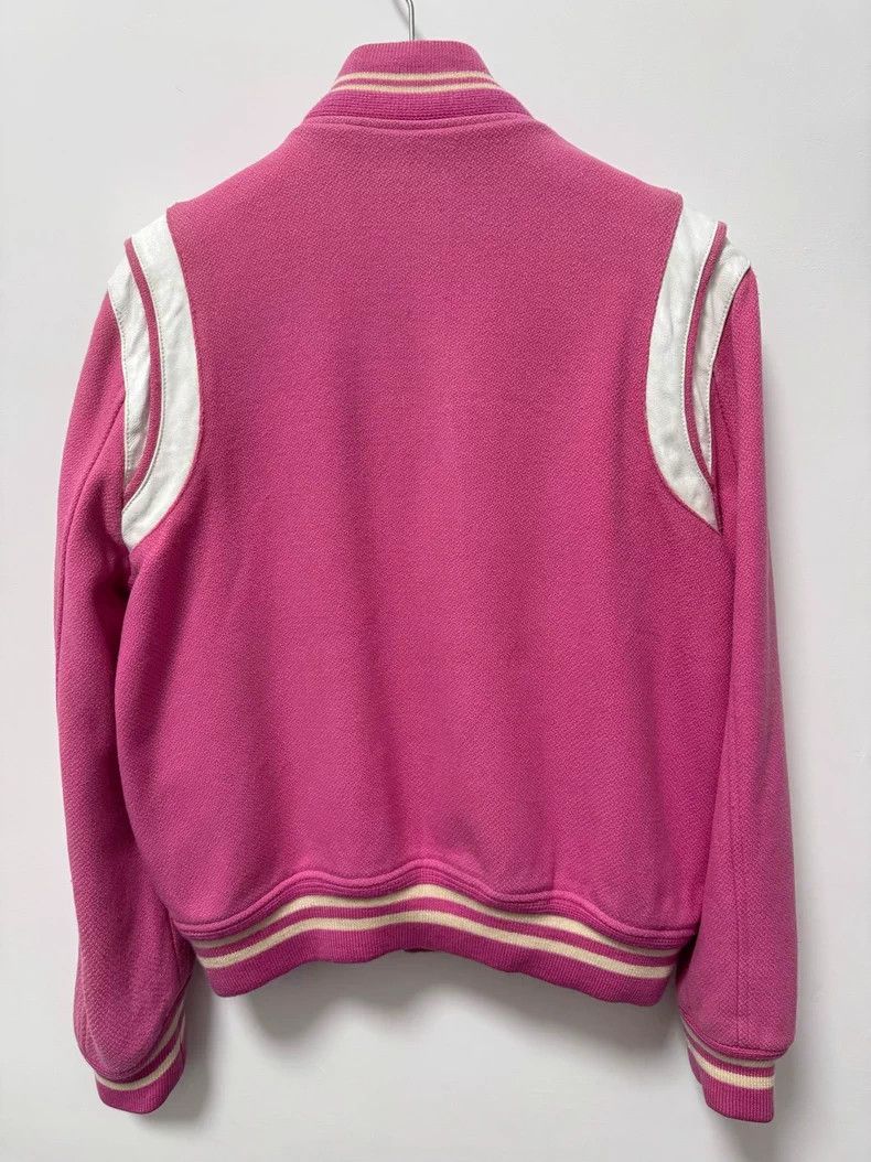 Saint Laurent Paris Saint Laurent Pink Baseball Jacket with White Sleeves Size US L / EU 52-54 / 3 - 2 Thumbnail