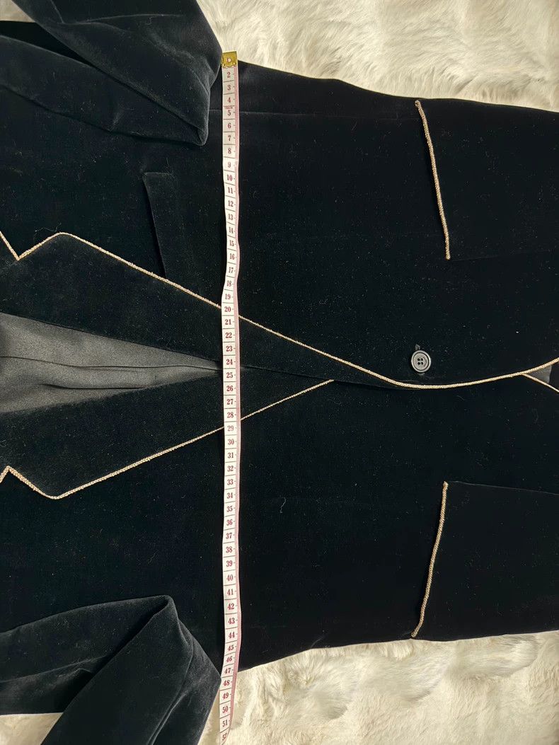 Saint Laurent Paris Saint Laurent Velvet Blazer with Gold Trim Size US M / EU 48-50 / 2 - 7 Thumbnail