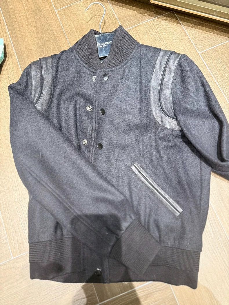 Yves Saint Laurent YSL Saint Laurent Black Baseball Wool Jacket Size US M / EU 48-50 / 2 - 2 Thumbnail