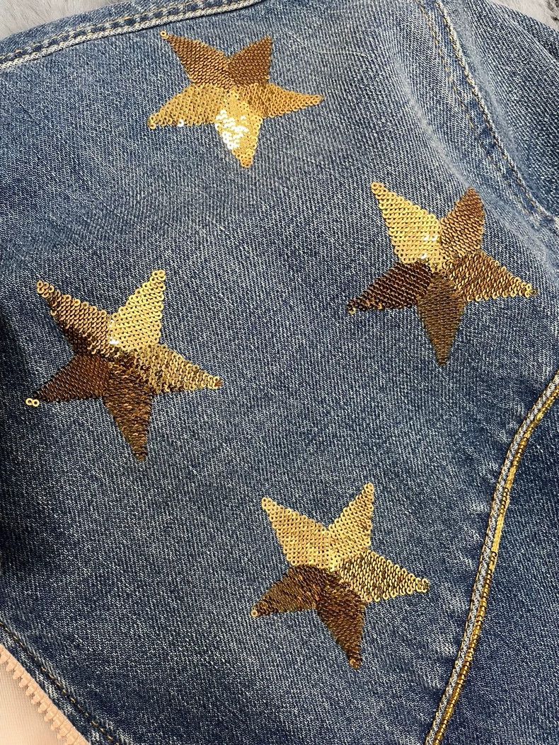 Celine Celine Denim Jacket with Golden Stars Size US S / EU 44-46 / 1 - 5 Thumbnail