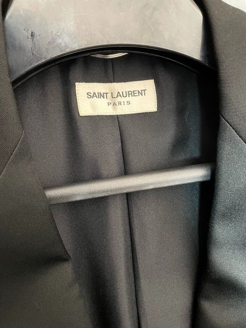 Saint Laurent Paris Saint Laurent Black Satin Blazer Jacket Size US L / EU 52-54 / 3 - 3 Thumbnail