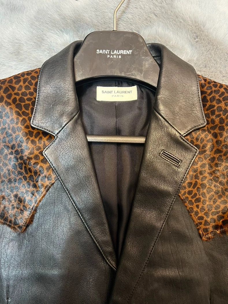 Saint Laurent Paris Saint Laurent Leopard Print Leather Blazer Size US L / EU 52-54 / 3 - 3 Thumbnail