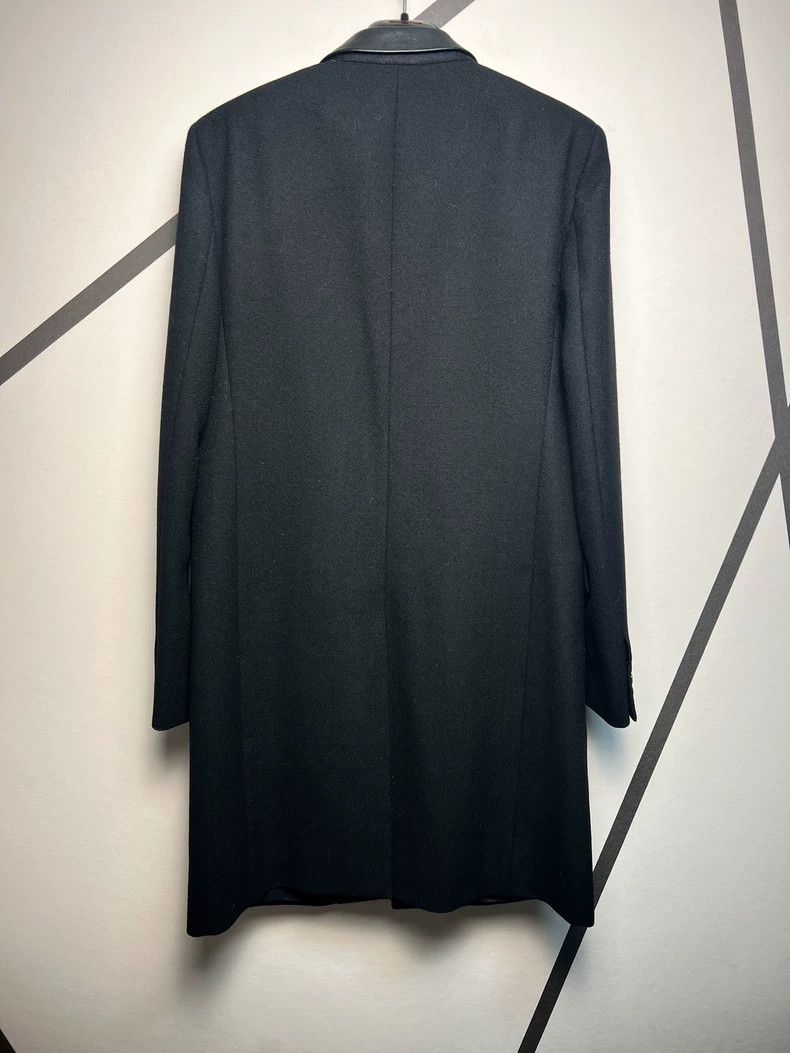 Saint Laurent Paris Saint Laurent Black Wool Coat with Leather Collar Size US L / EU 52-54 / 3 - 2 Thumbnail