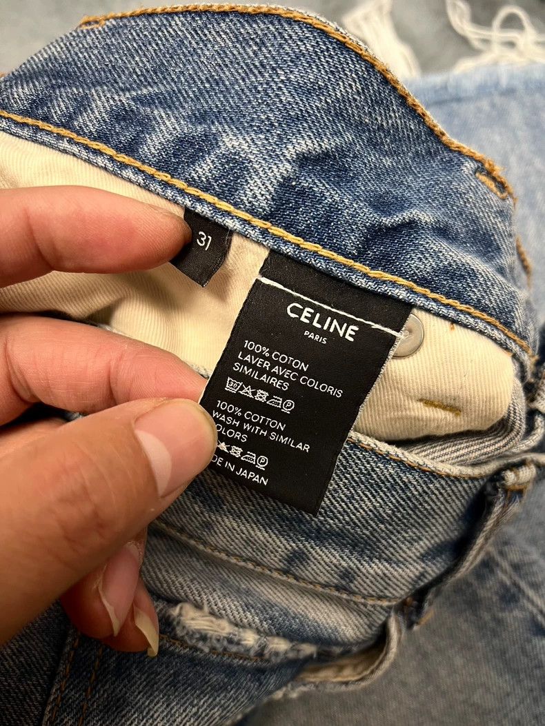Celine Celine Blue Distressed Straight Leg Jeans Size US 31 - 4 Thumbnail