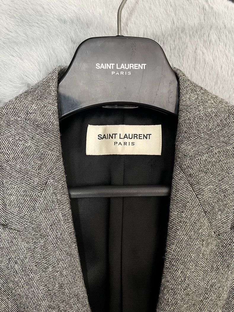 Saint Laurent Paris Saint Laurent Gray Houndstooth Wool Coat Size US L / EU 52-54 / 3 - 3 Thumbnail