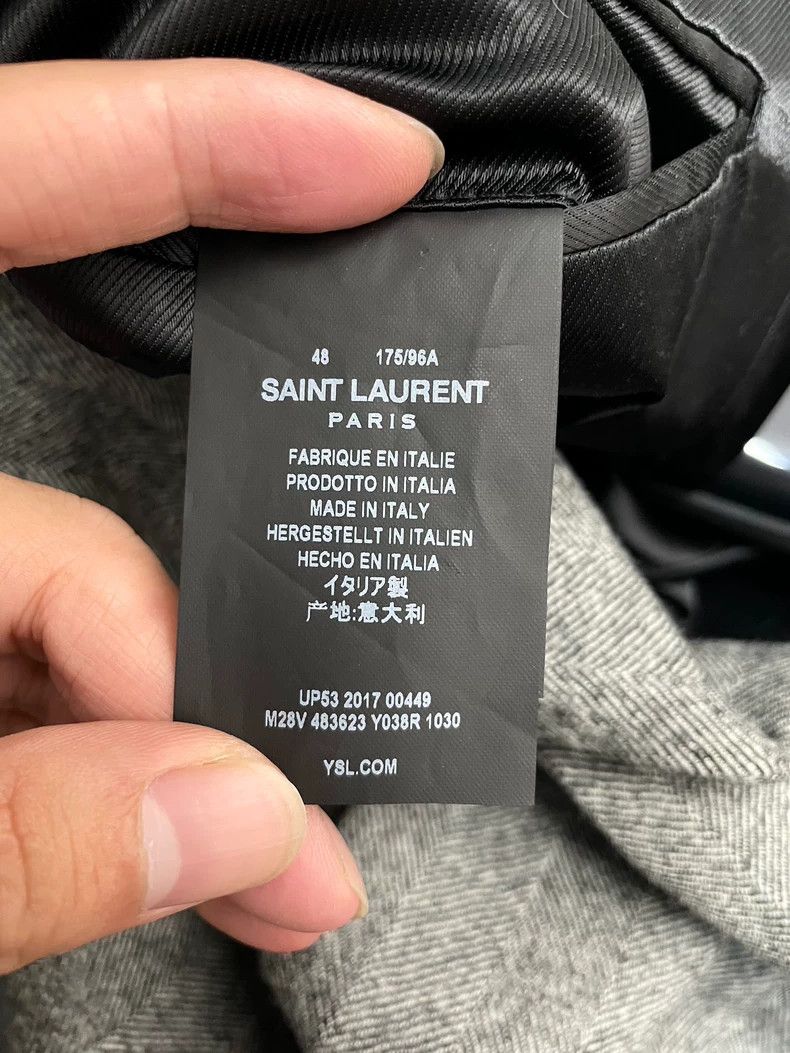 Saint Laurent Paris Saint Laurent Gray Houndstooth Wool Coat Size US L / EU 52-54 / 3 - 5 Thumbnail