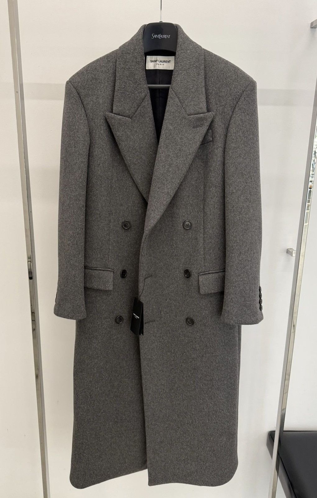 Saint Laurent Paris oversized coat in wool grey Size US XS / EU 42 / 0 - 3 Thumbnail