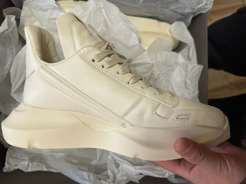 Rick Owens Rick Owens Cream Leather Sneakers Size 42-dmc Size US 9 / EU 42 - 3 Thumbnail