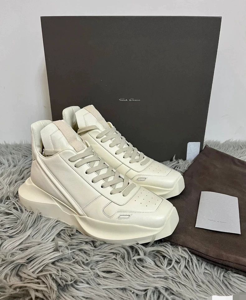 Rick Owens Rick Owens Cream Leather Sneakers Size 42-dmc Size US 9 / EU 42 - 6 Thumbnail