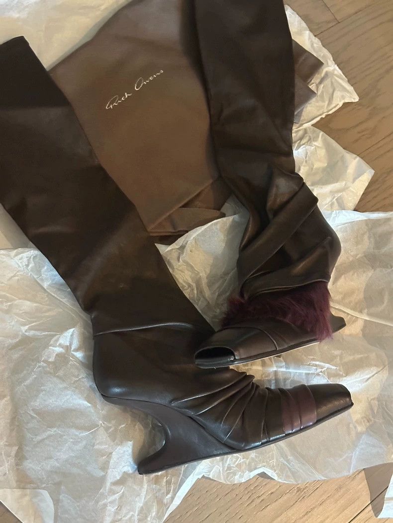 Rick Owens Rick Owens Unique High Heeled Boots with Fur-dmc Size US 7.5 / EU 40-41 - 3 Thumbnail