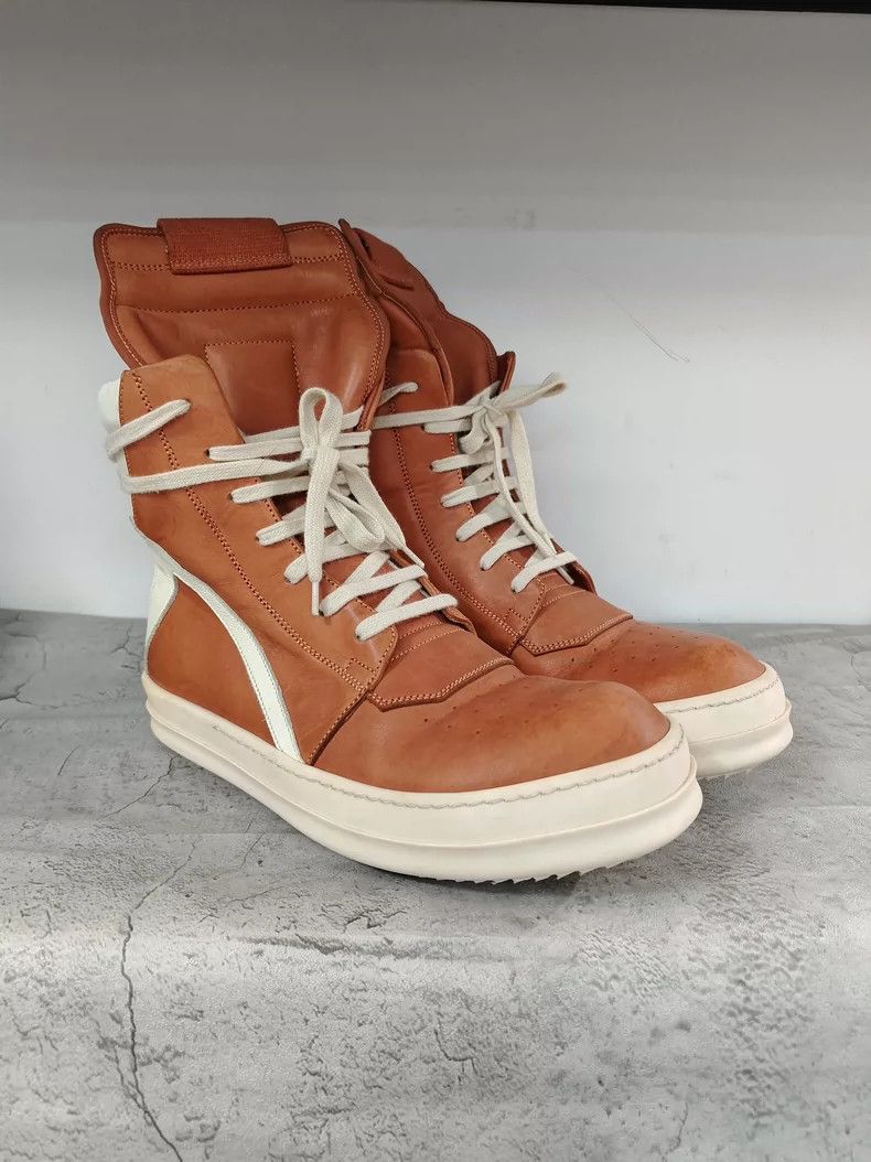 Rick Owens Rick Owens Geobasket Leather Sneaker in Orange-dmc Size US 7.5 / EU 40-41 - 3 Thumbnail