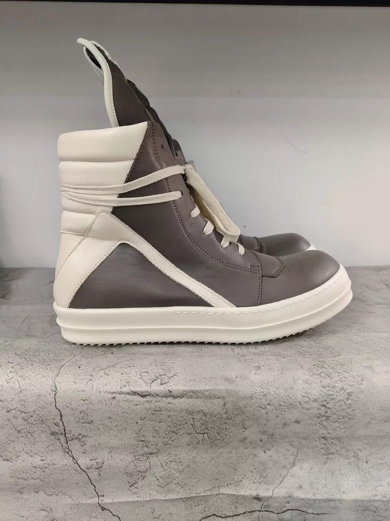 Rick Owens Rick Owens Geobasket Leather Sneakers Gray White-dmc Size US 8 / EU 41 - 2 Thumbnail