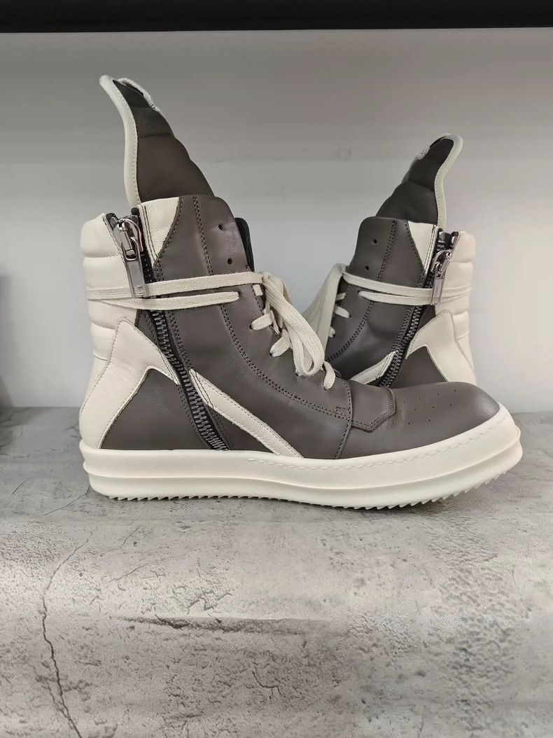 Rick Owens Rick Owens Geobasket Leather Sneakers Gray White-dmc Size US 8 / EU 41 - 5 Thumbnail