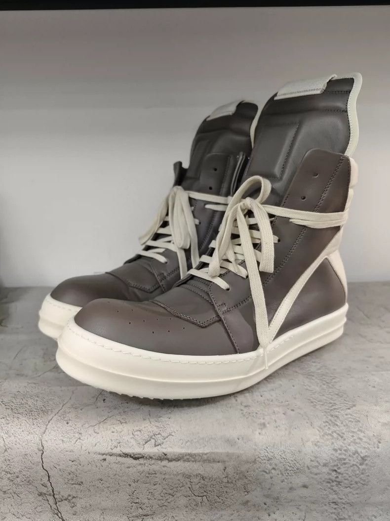 Rick Owens Rick Owens Geobasket Leather Sneakers Gray White-dmc Size US 8 / EU 41 - 3 Thumbnail