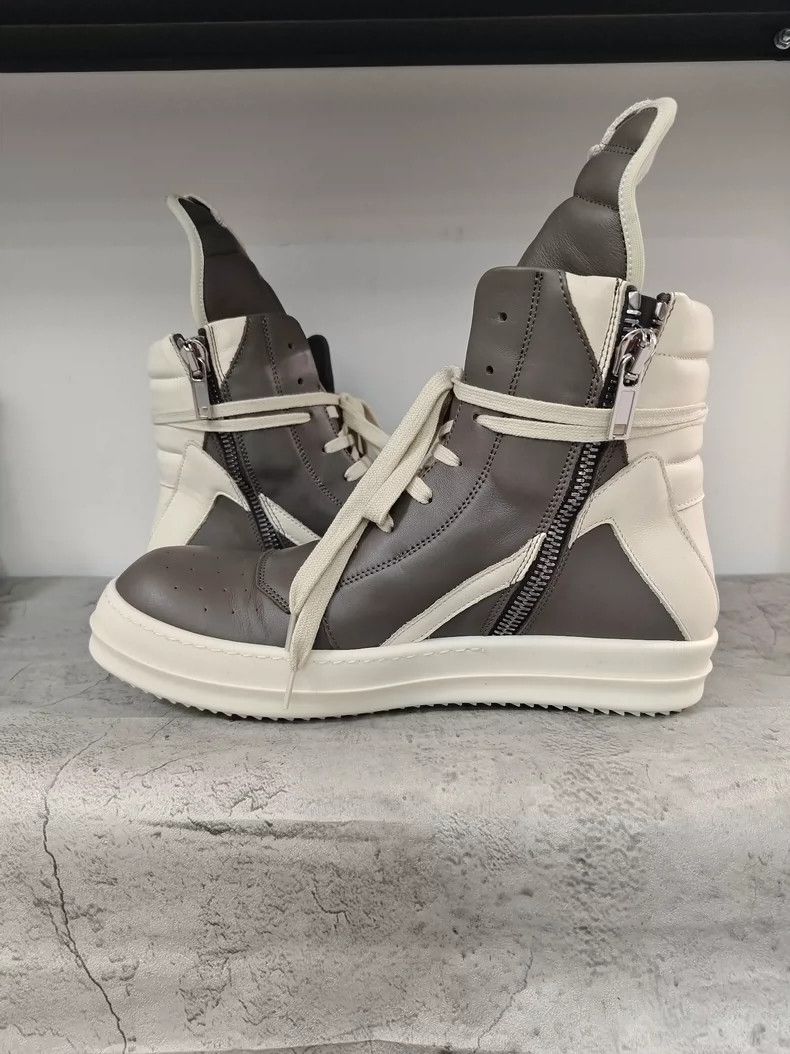 Rick Owens Rick Owens Geobasket Leather Sneakers Gray White-dmc Size US 8 / EU 41 - 6 Thumbnail
