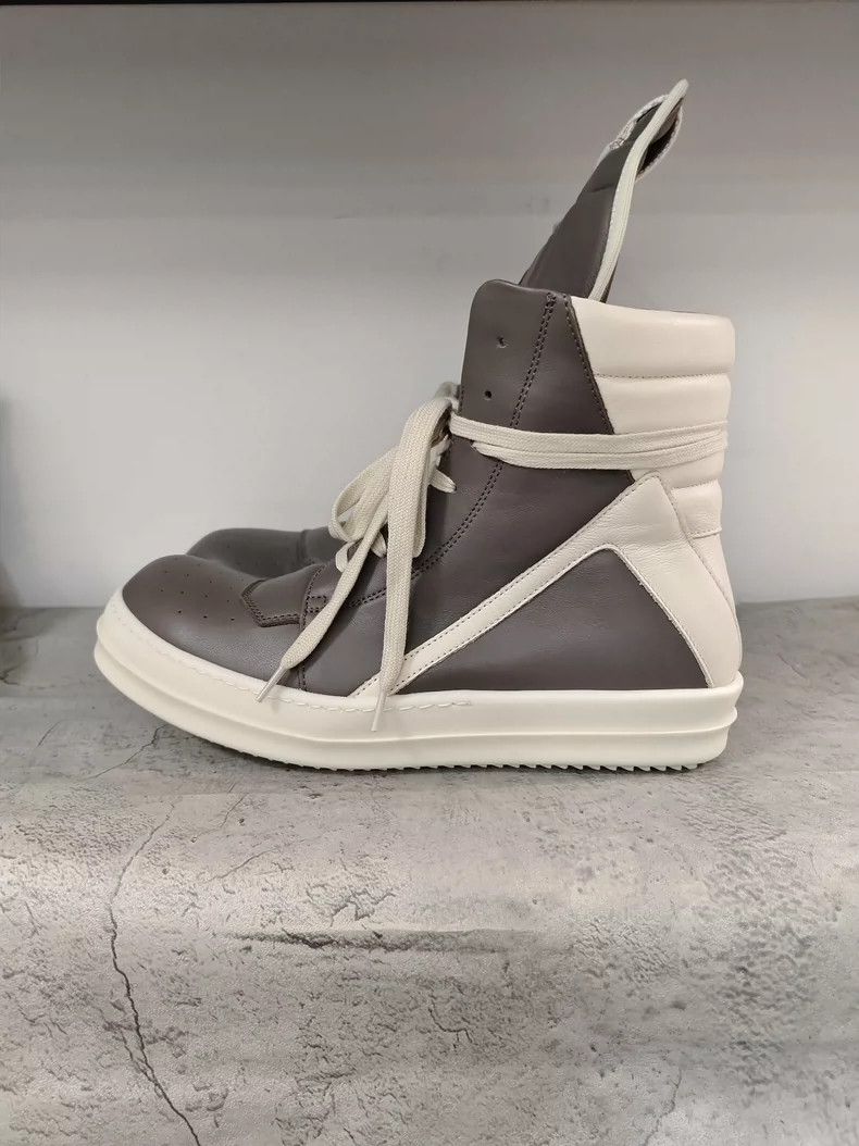 Rick Owens Rick Owens Geobasket Leather Sneakers Gray White-dmc Size US 8 / EU 41 - 4 Thumbnail