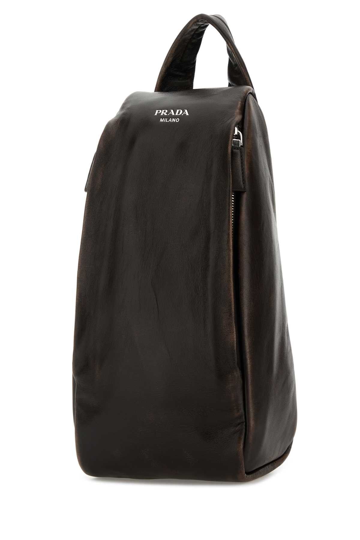 Prada Dark Brown Nappa Leather Backpack Size ONE SIZE - 2 Thumbnail