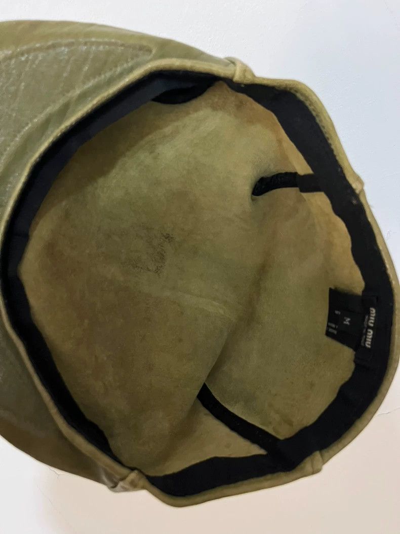 Miu Miu Miu Miu Green Leather Beret Hat Size ONE SIZE - 4 Thumbnail