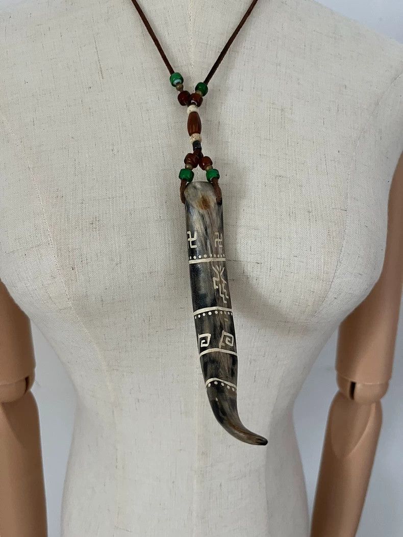 Capital Necklace with Horn Pendant