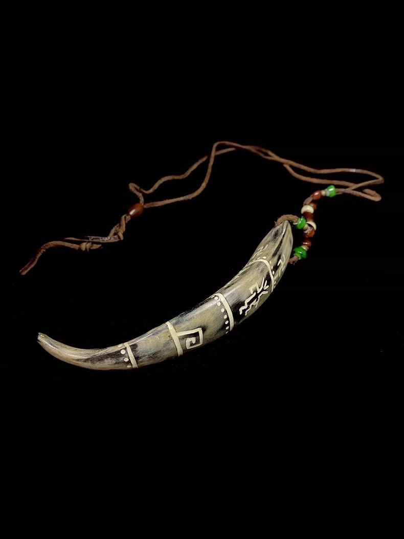 Capital Necklace with Horn Pendant