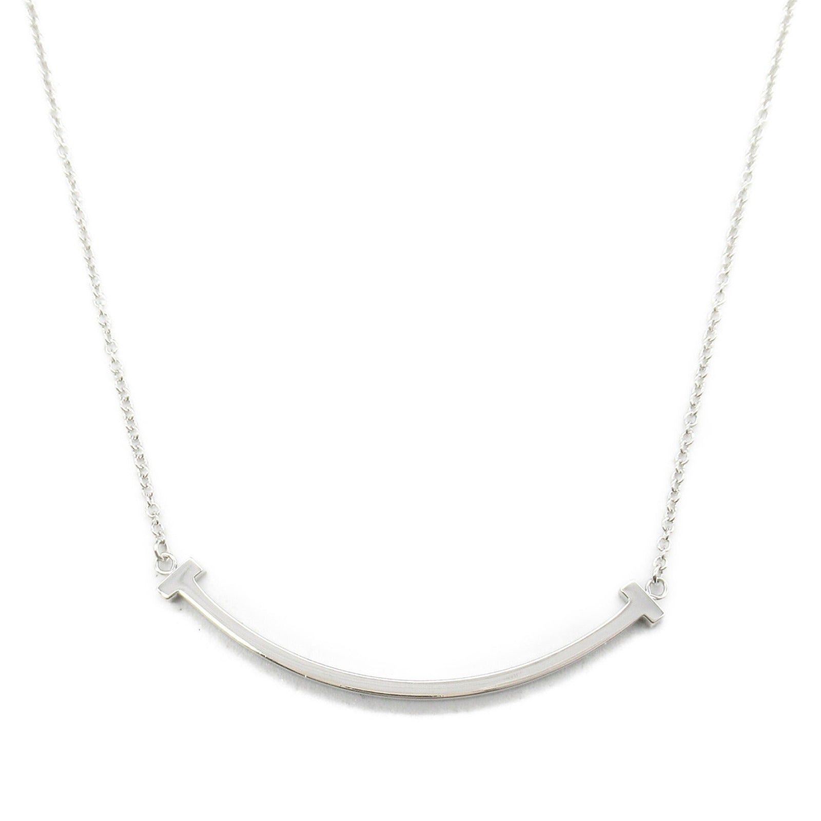 Tiffany & Co. Tiffany Co T-Smile Small Necklace K18Wg (White Gold) Silver Size ONE SIZE - 2 Thumbnail