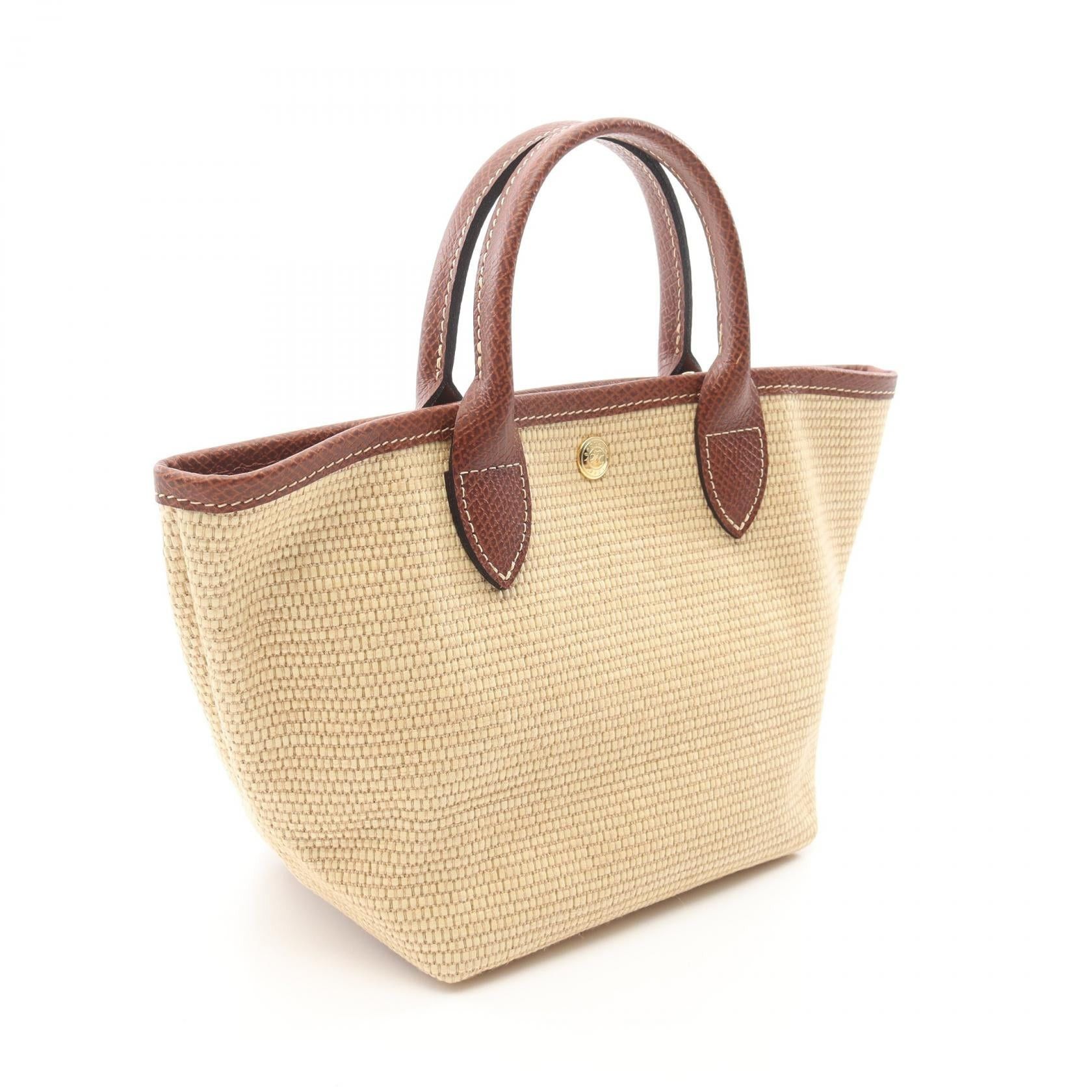 Longchamp Longchamp Le Preage Collection Xs Basket Bag Handbag Tote Fabric Leather Beige Brown Size ONE SIZE - 2 Thumbnail