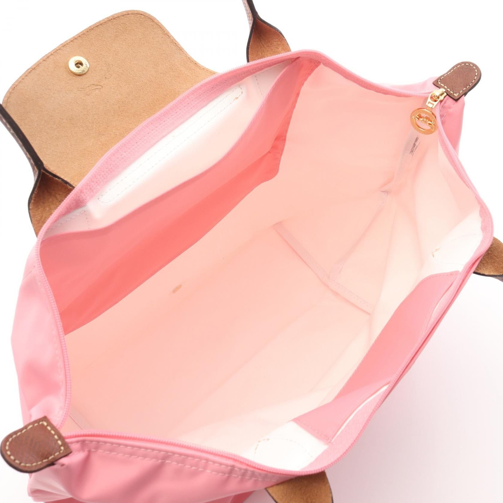 Longchamp Longchamp Le Preage Original L Handbag Tote Bag Nylon Leather Pink Brown Size ONE SIZE - 3 Thumbnail