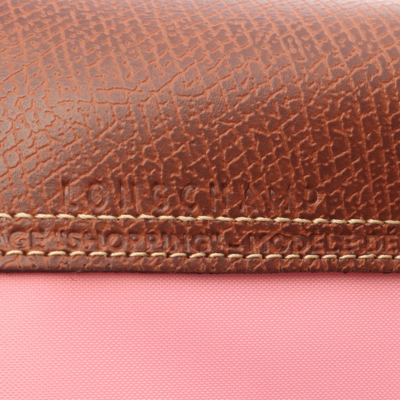 Longchamp Longchamp Le Preage Original L Handbag Tote Bag Nylon Leather Pink Brown Size ONE SIZE - 4 Thumbnail
