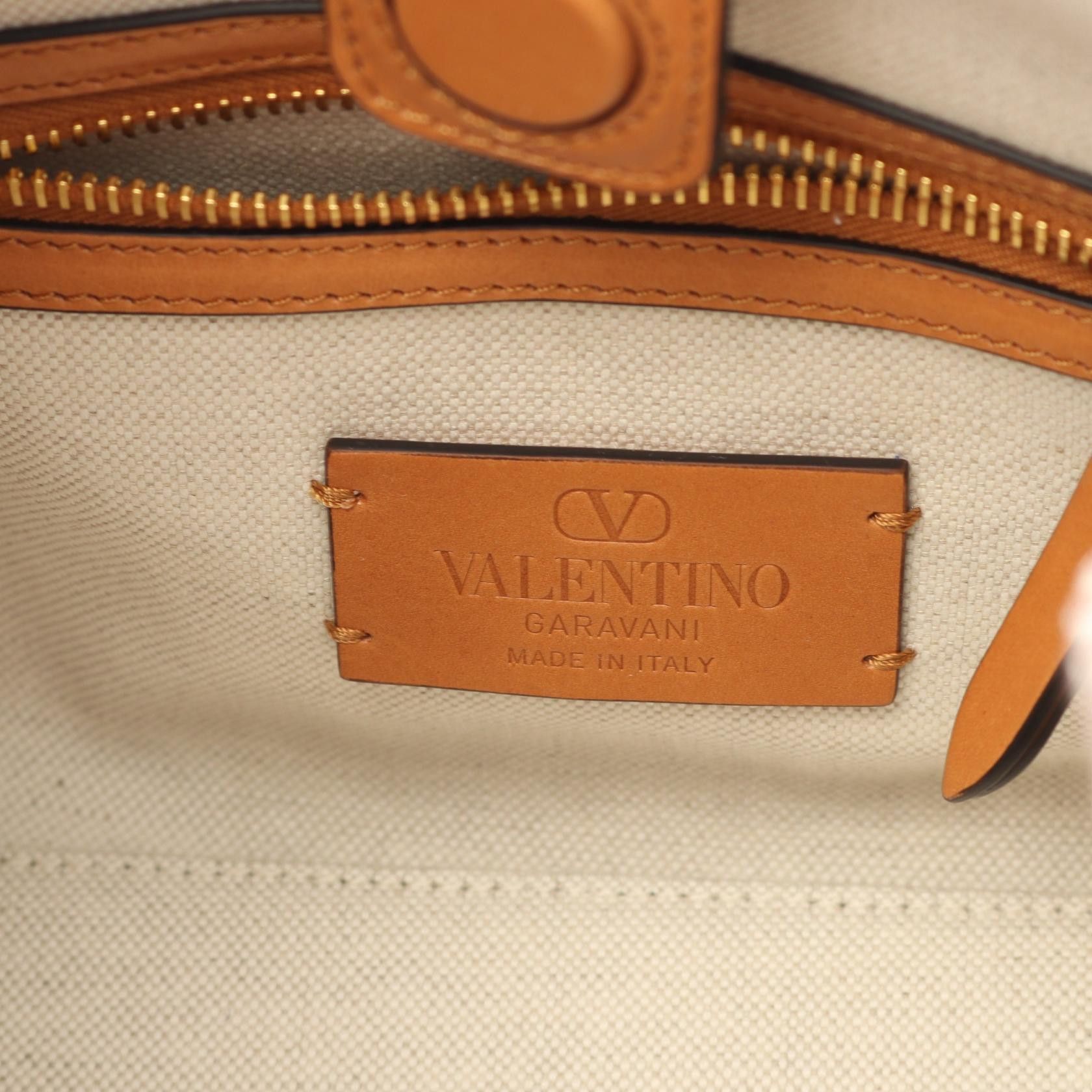 Valentino Valentino Antibes Handbag Canvas Leather Beige Brown Size ONE SIZE - 4 Thumbnail