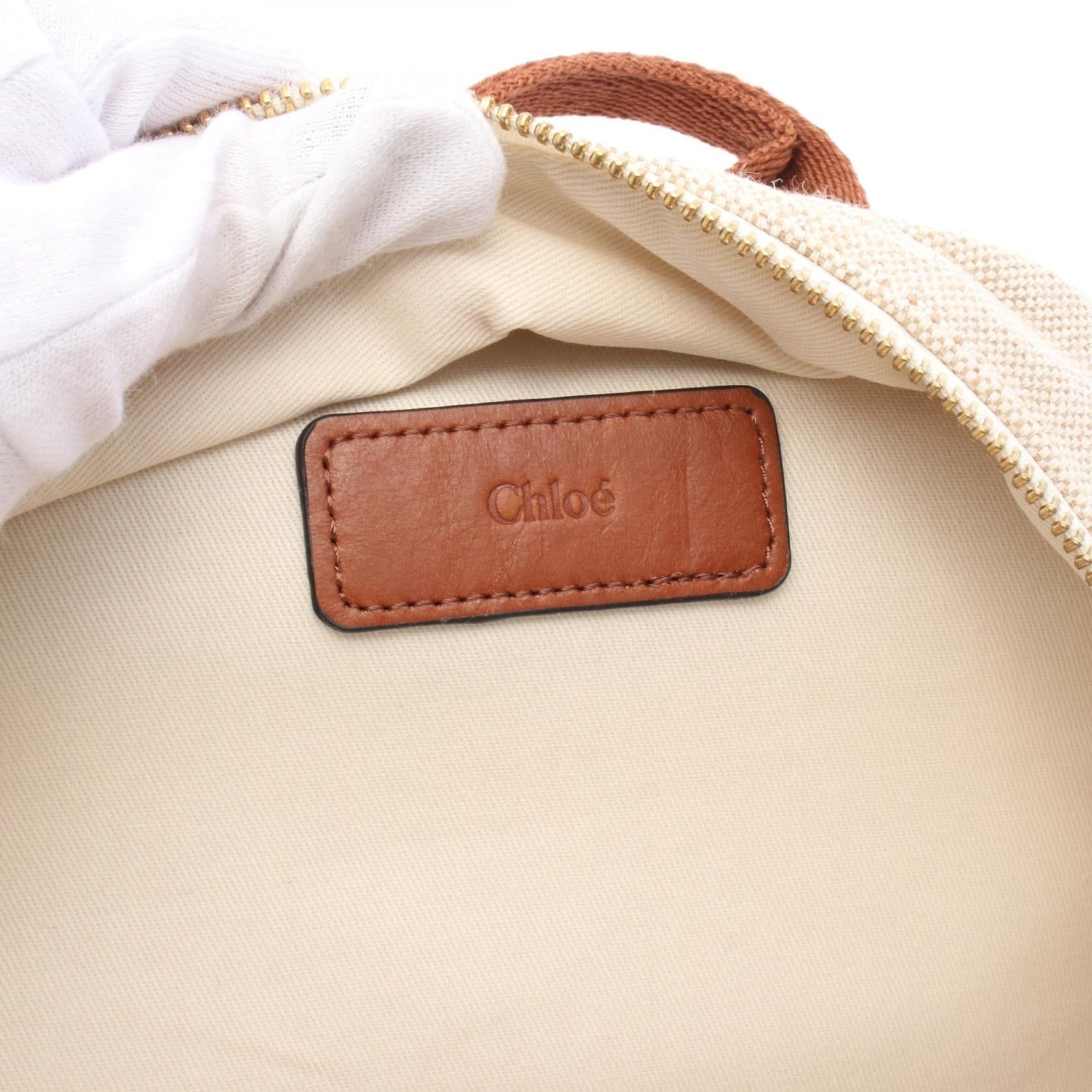 Chloe Chloe Backpack Rucksack Canvas Leather Ivory Brown Size ONE SIZE - 4 Thumbnail