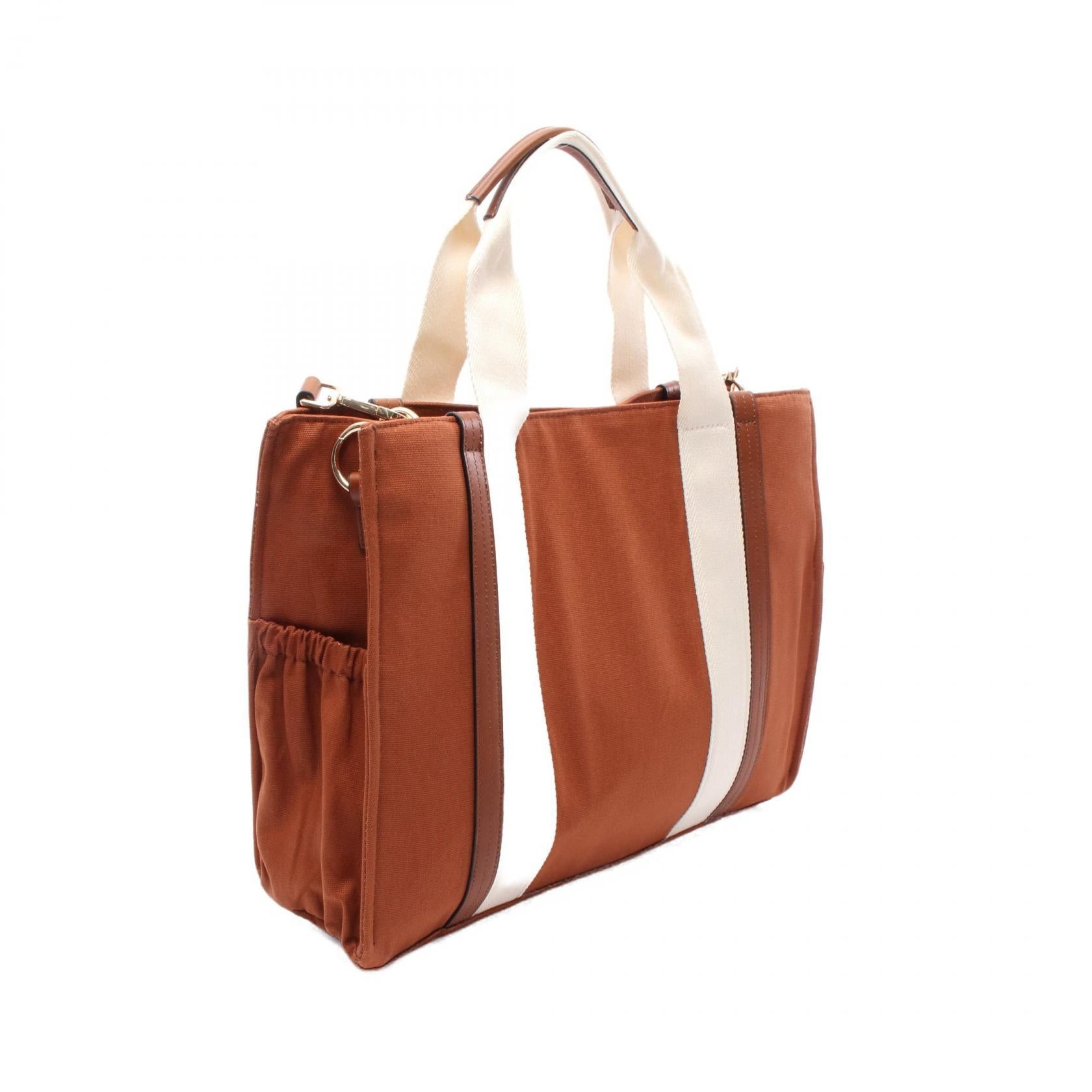 Chloe Chloe Mothers Bag Handbag Tote Canvas Leather Brown White Size ONE SIZE - 2 Thumbnail