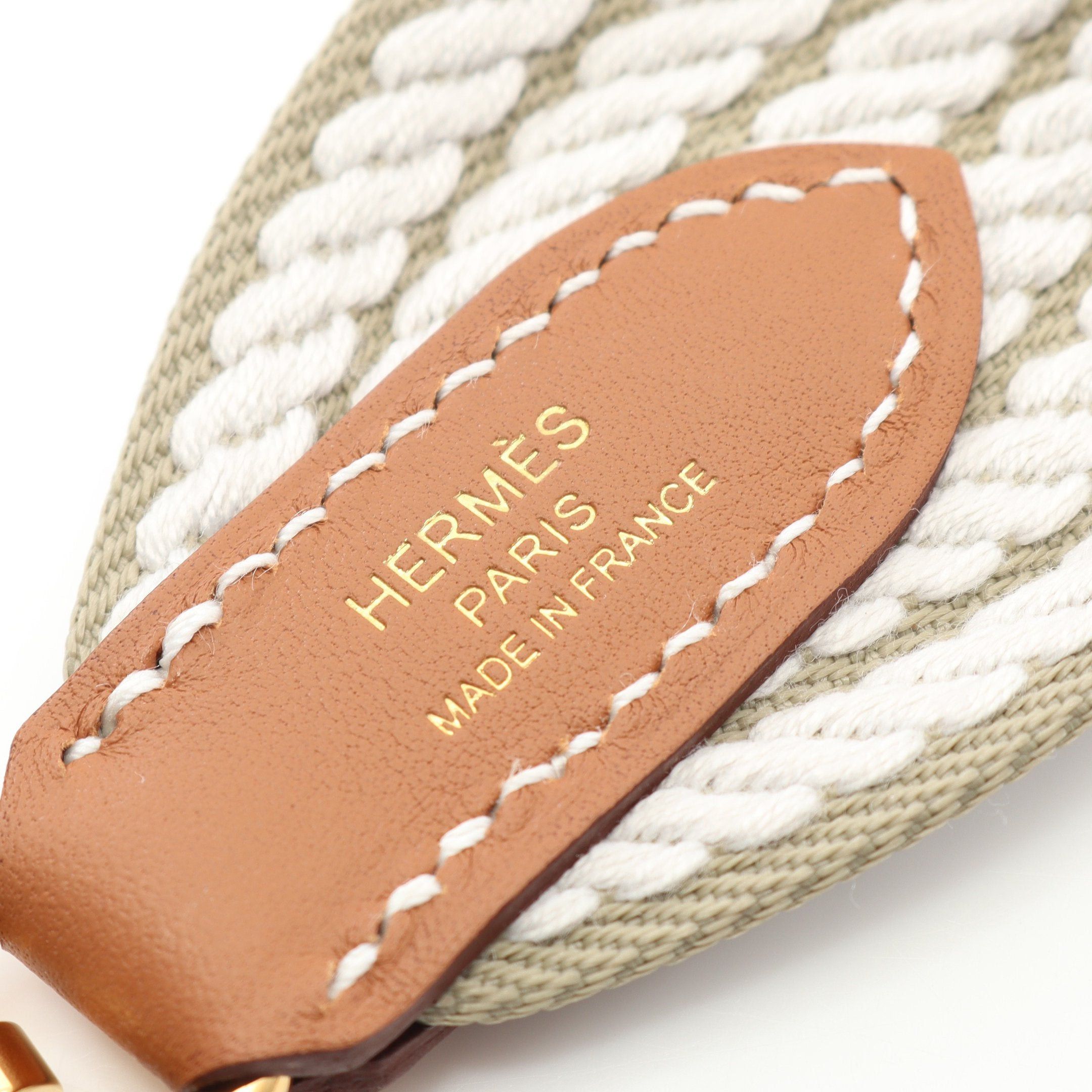 Hermes Hermes Sangle Cordage Gris Perle Gold Shoulder Strap Toile Veau Swift Gray Light Brown Hardware K Stamp Size ONE SIZE - 4 Thumbnail
