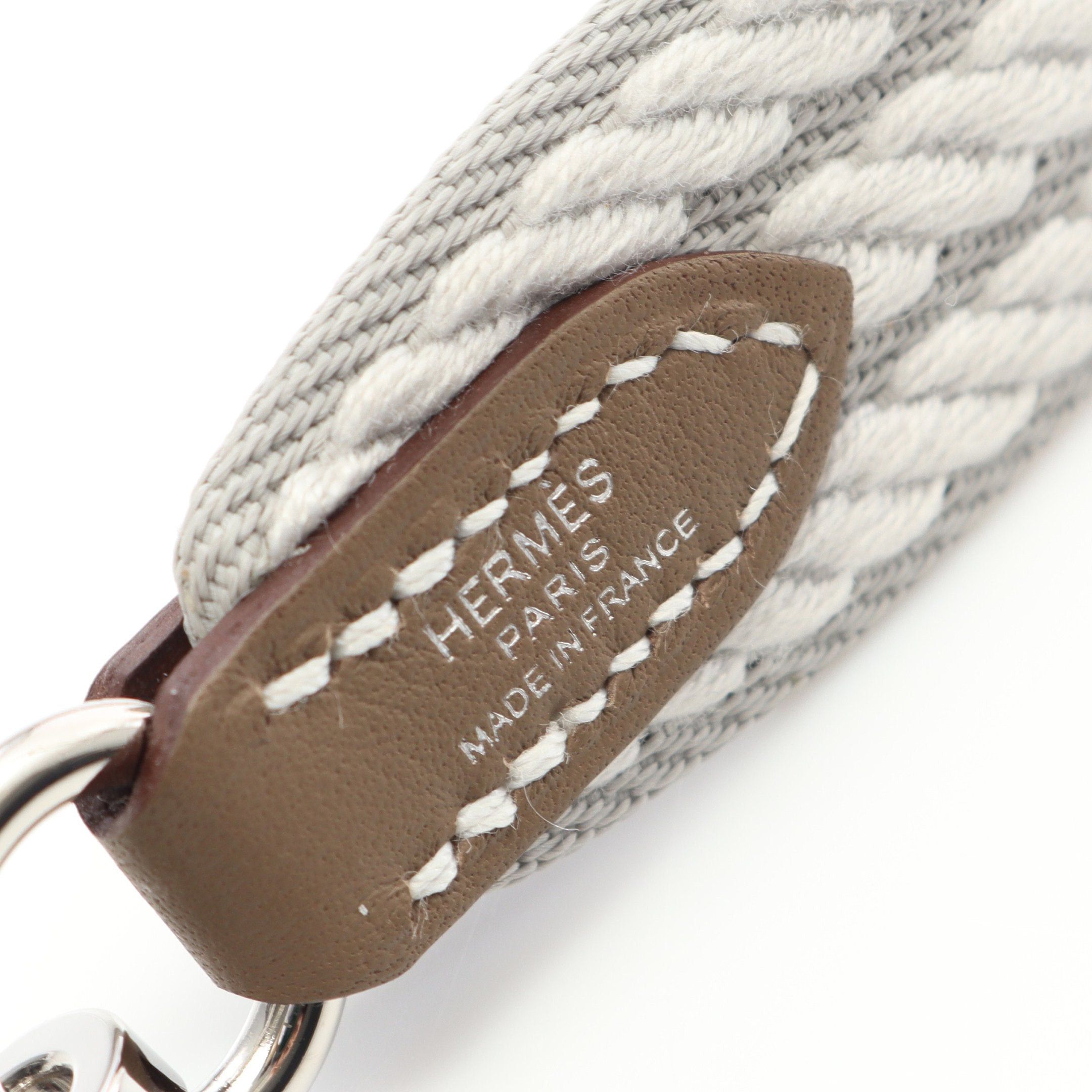 Hermes Hermes Sangle Cordage Gris Perle Etoupe Shoulder Strap Toile Militaire Veau Swift Gray Brown Silver Hardware K Stamp Size ONE SIZE - 4 Thumbnail