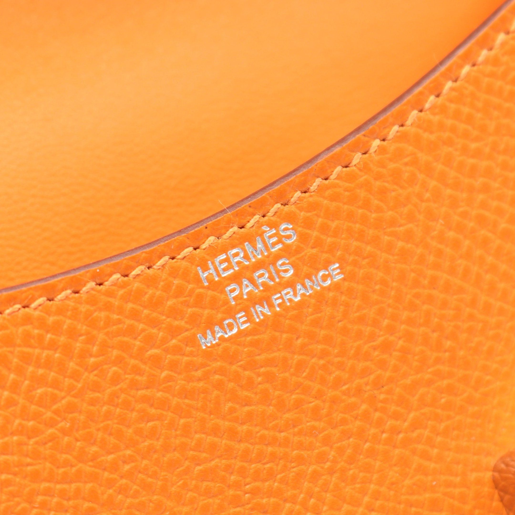 Hermes Hermes Constance Slim Bi-Fold Wallet Veau Epsom Orange Silver Hardware Double Engraved Size ONE SIZE - 4 Thumbnail