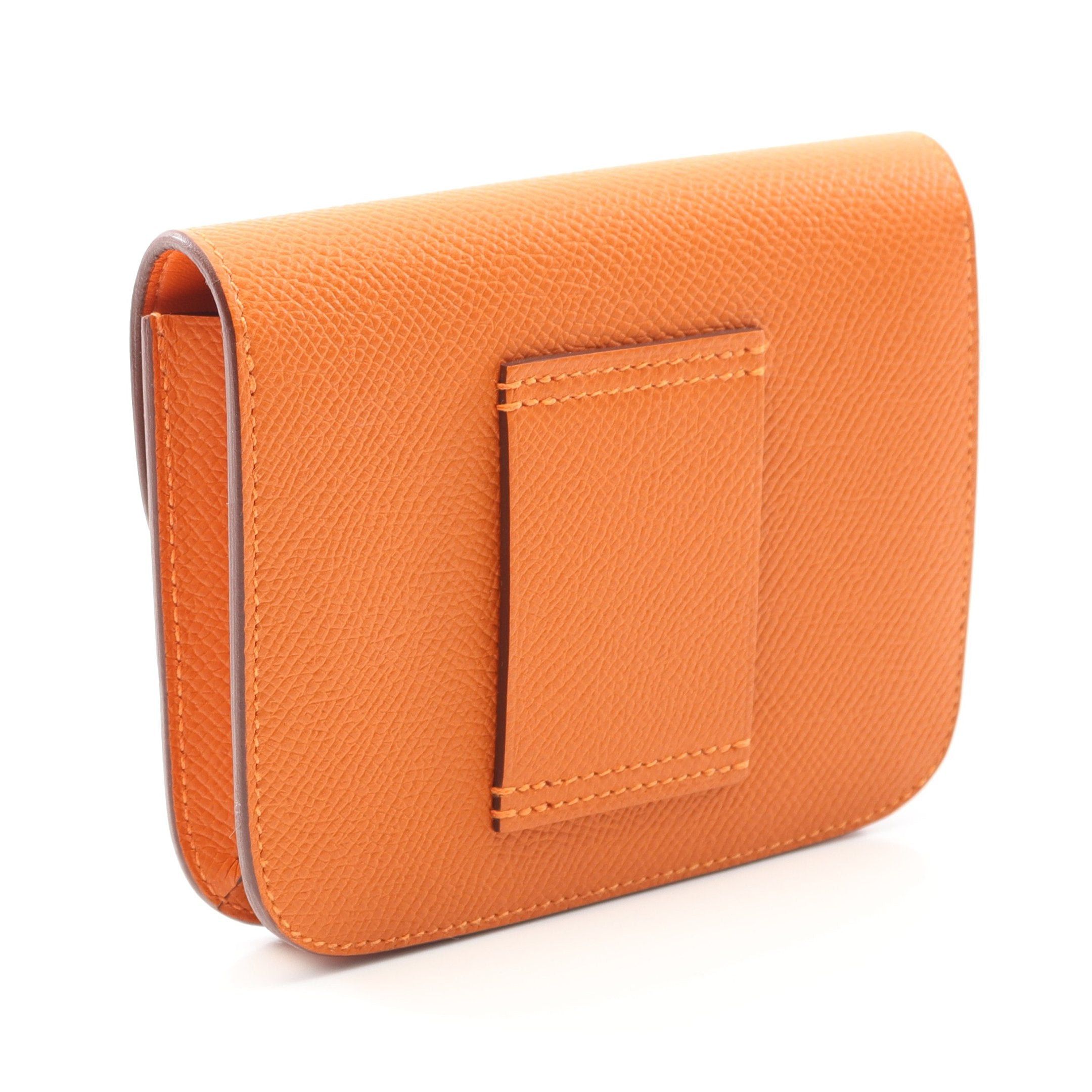 Hermes Hermes Constance Slim Bi-Fold Wallet Veau Epsom Orange Silver Hardware Double Engraved Size ONE SIZE - 2 Thumbnail