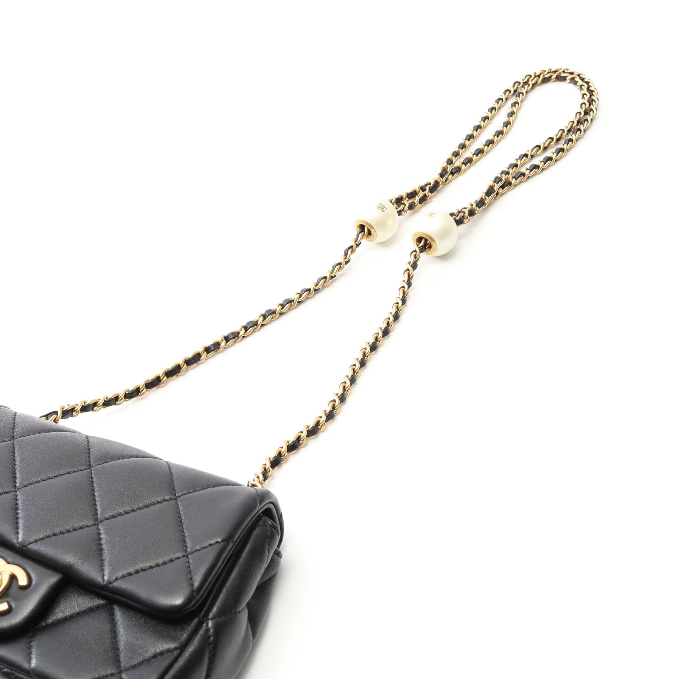Chanel Chanel Mini Matelasse Chain Shoulder Bag Lambskin Black Gold Hardware Size ONE SIZE - 8 Thumbnail