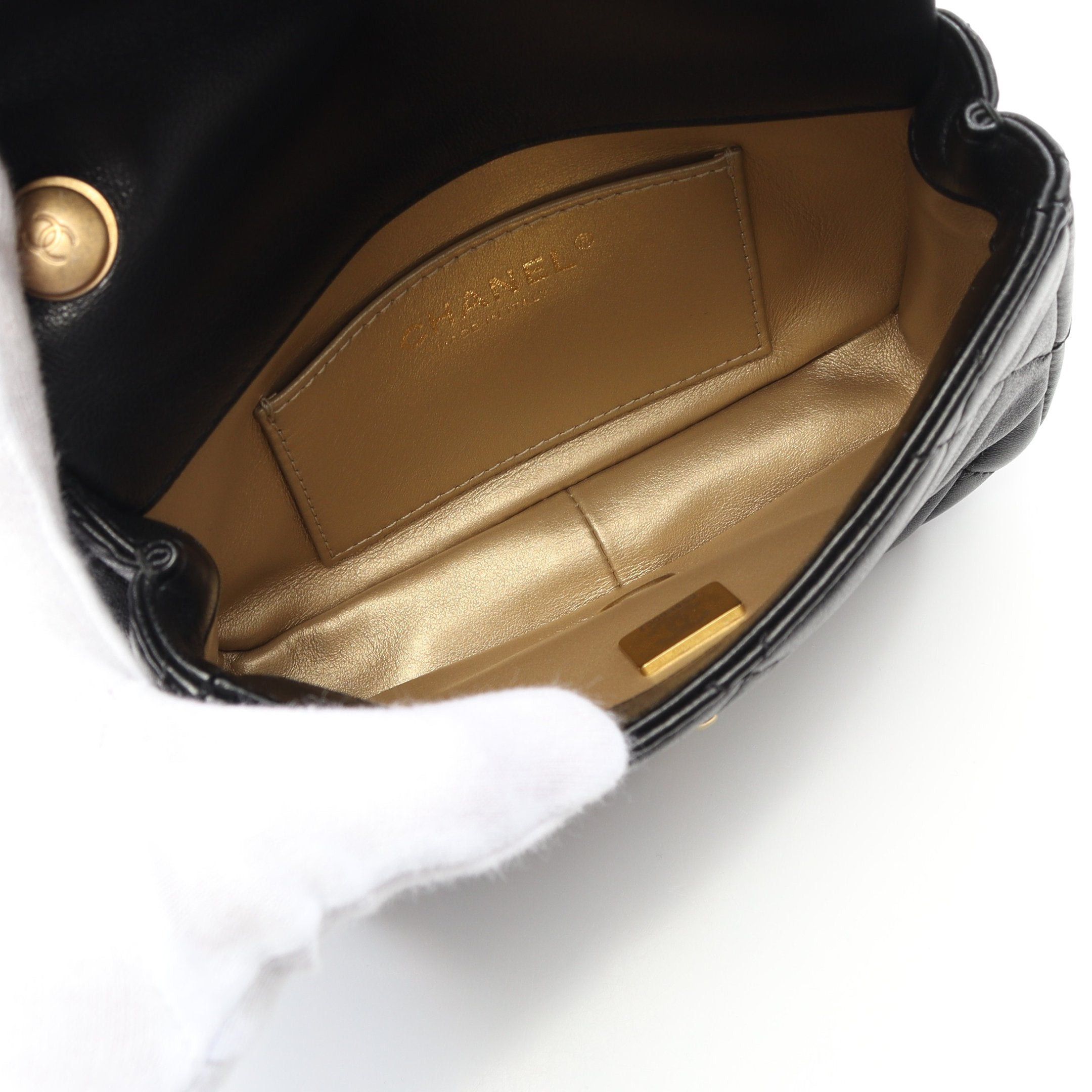 Chanel Chanel Mini Matelasse Chain Shoulder Bag Lambskin Black Gold Hardware Size ONE SIZE - 3 Thumbnail