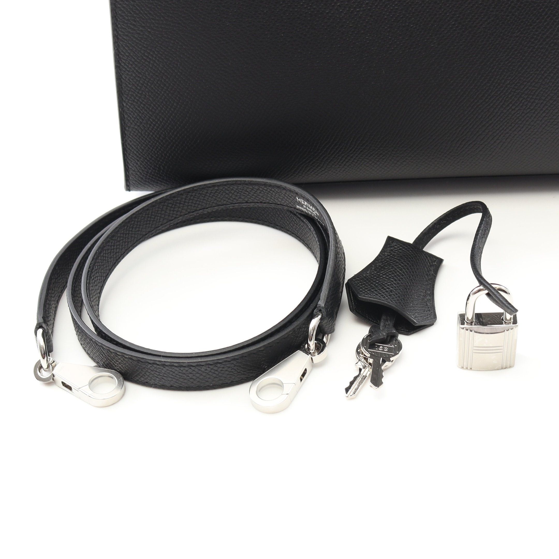 Hermes Hermes Kelly 25 Handbag Veau Epsom Black Silver Hardware Outside Sewing K Stamp Size ONE SIZE - 6 Thumbnail