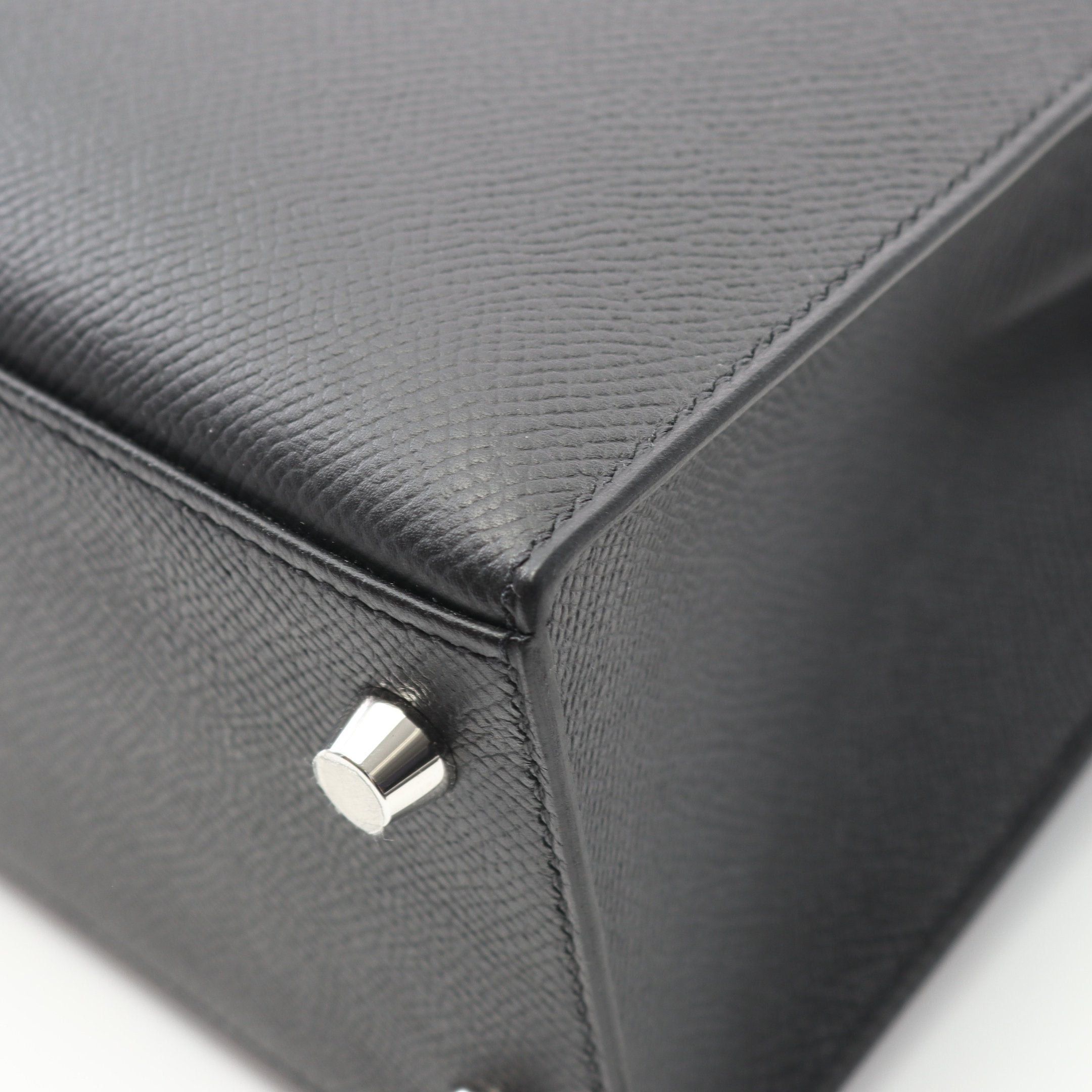 Hermes Hermes Kelly 25 Handbag Veau Epsom Black Silver Hardware Outside Sewing K Stamp Size ONE SIZE - 7 Thumbnail