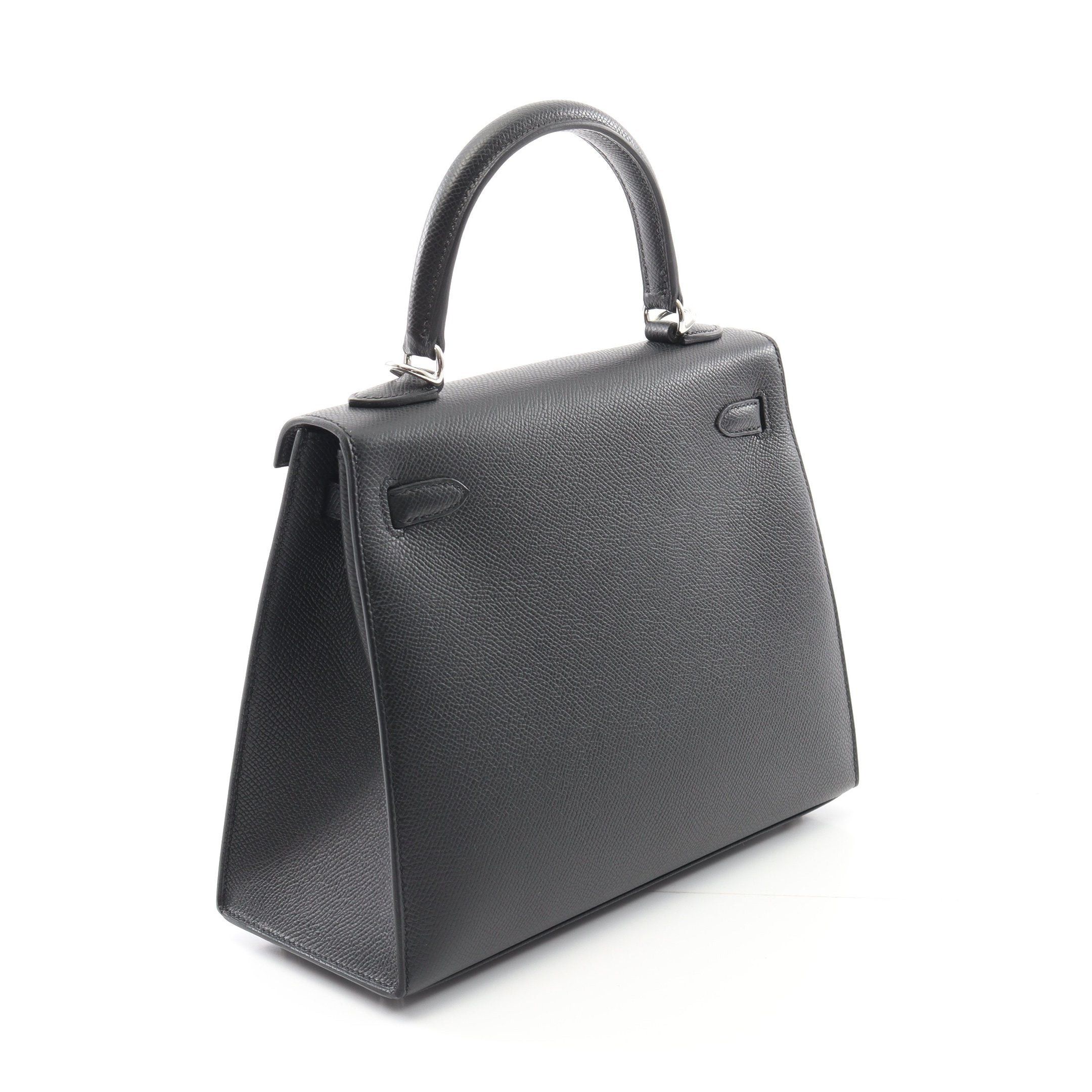 Hermes Hermes Kelly 25 Handbag Veau Epsom Black Silver Hardware Outside Sewing K Stamp Size ONE SIZE - 2 Thumbnail