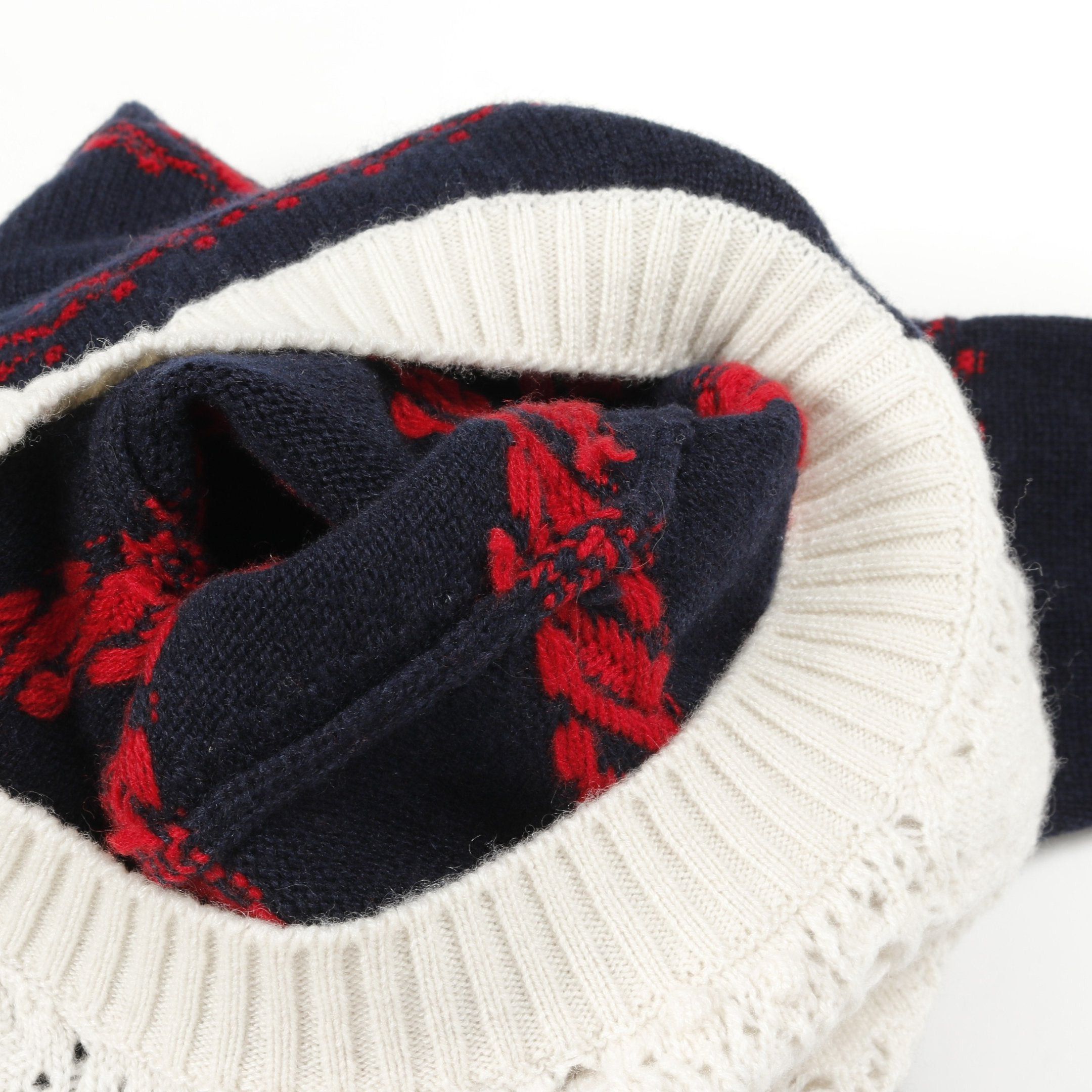 Chanel Chanel Cocomark Button Knit Crew Neck Stripes Cashmere Navy Red Ivory Size ONE SIZE - 9 Thumbnail