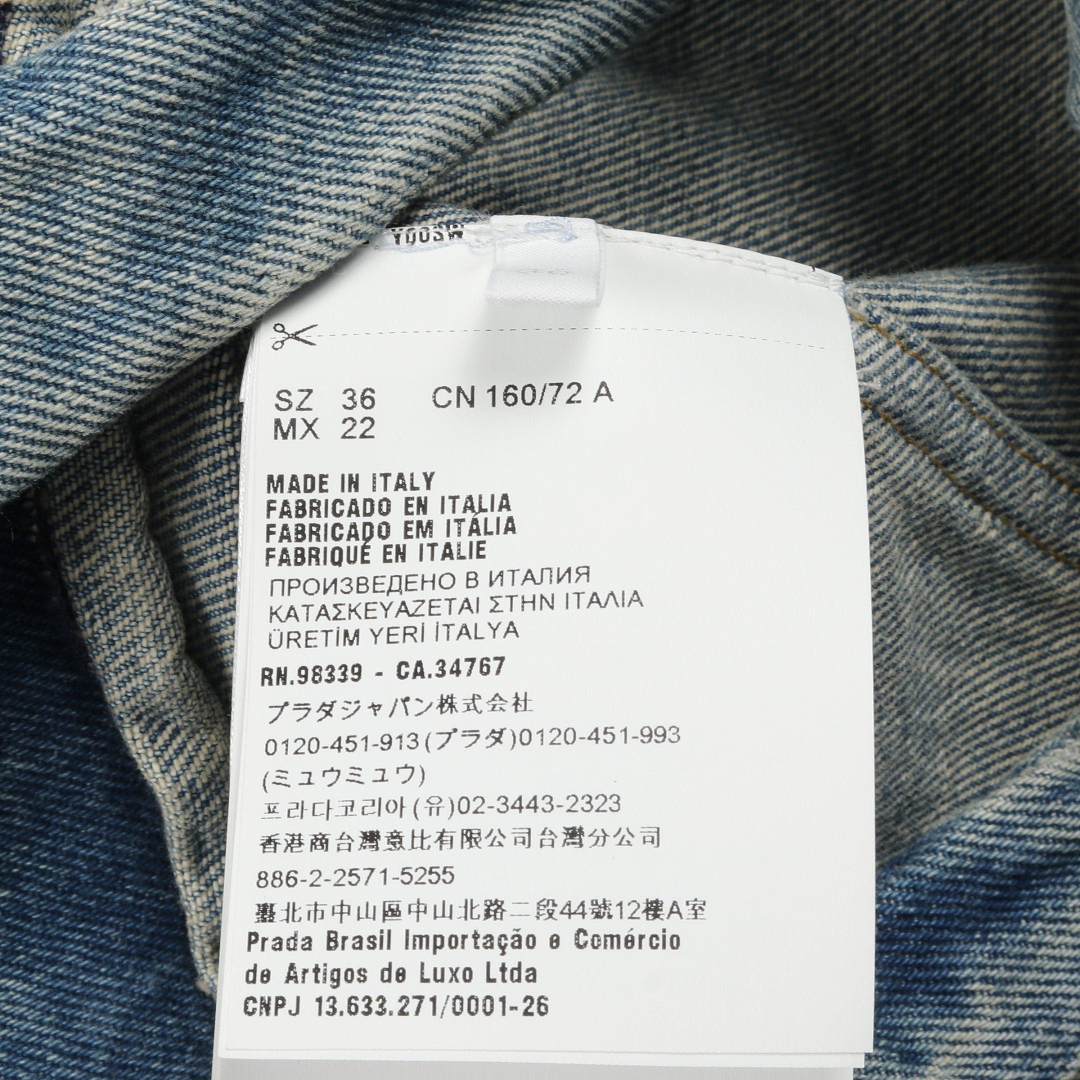 Prada Prada Denim Mini Dress One Piece No Sleeve Cotton Blue Prada Logo Plate Damage Processing Size ONE SIZE - 5 Thumbnail