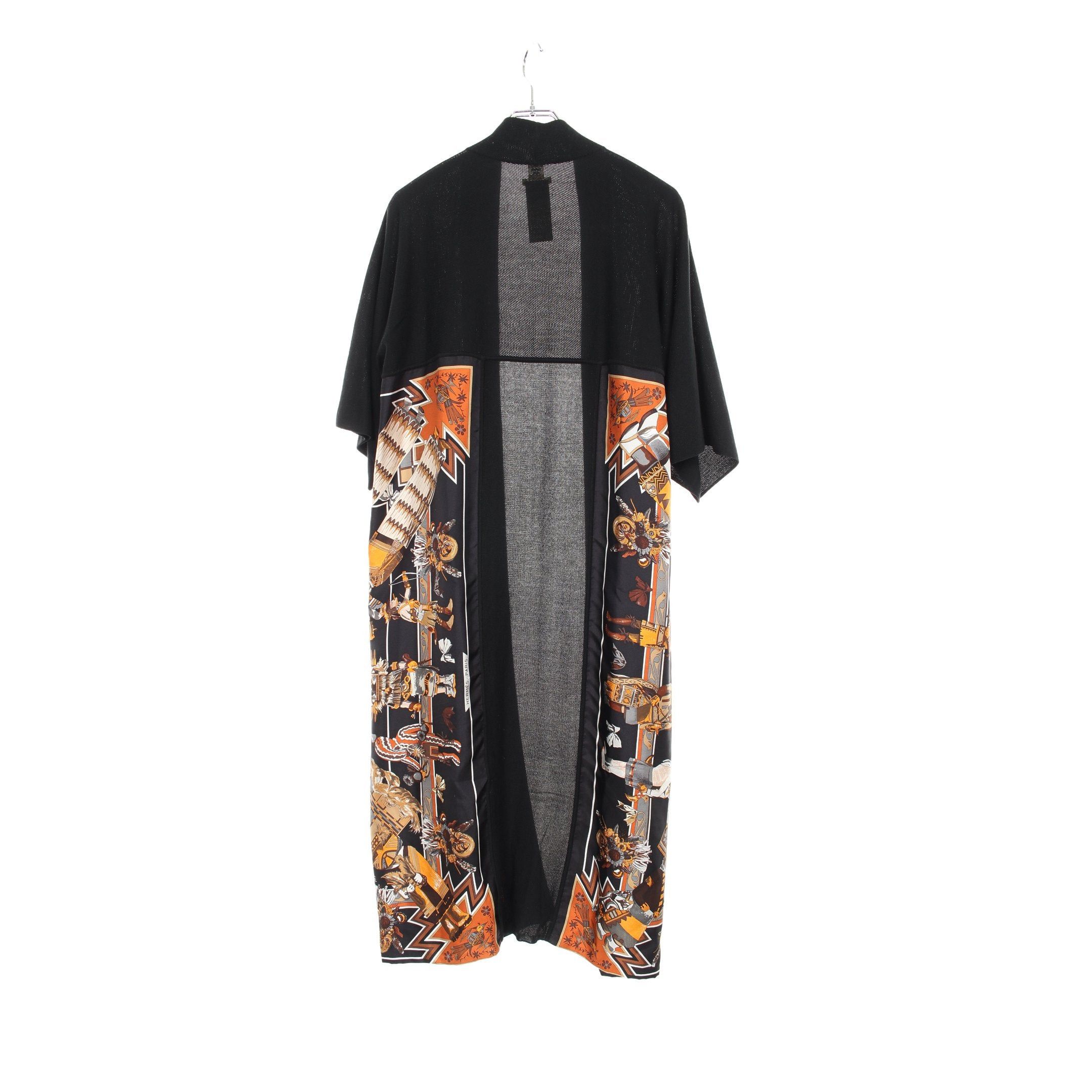 Hermes Hermes Long Cardigan Silk Black Multicolor Color-Block Size ONE SIZE - 2 Thumbnail