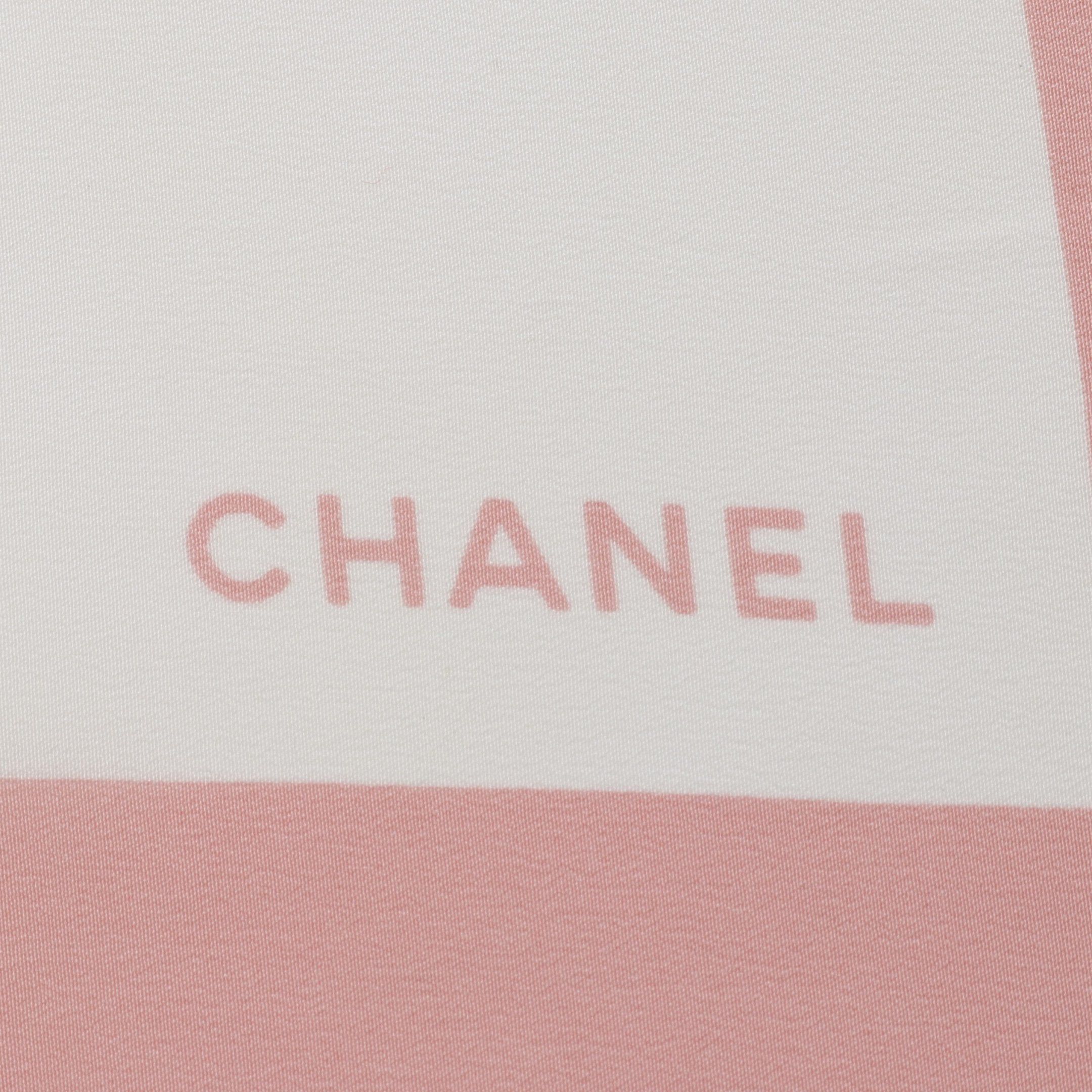 Chanel Chanel Scarf Silk White Pink Size ONE SIZE - 2 Thumbnail