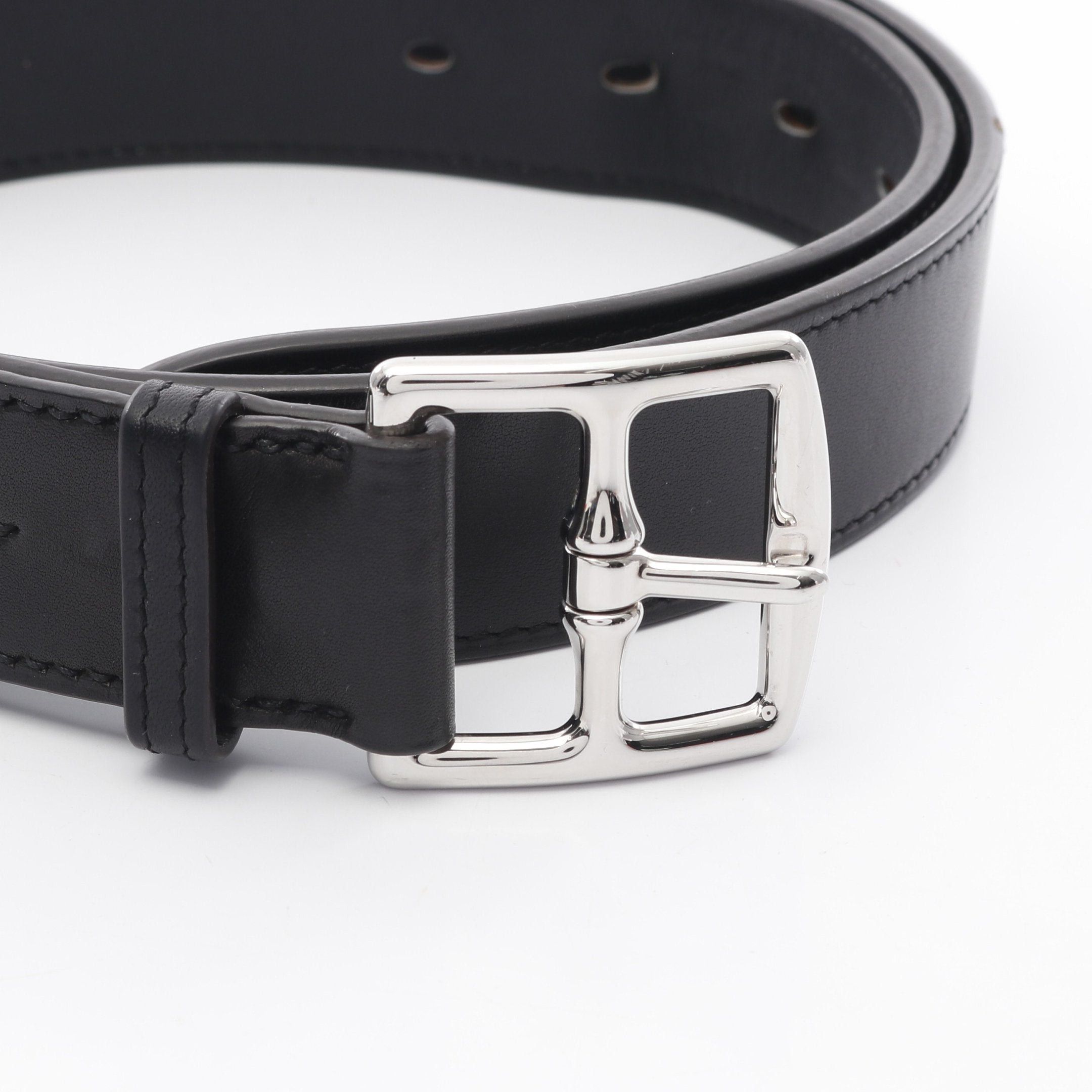 Hermes Hermes Etrivière Belt Veau Barenia Black Silver Hardware B Stamp Size ONE SIZE - 2 Thumbnail