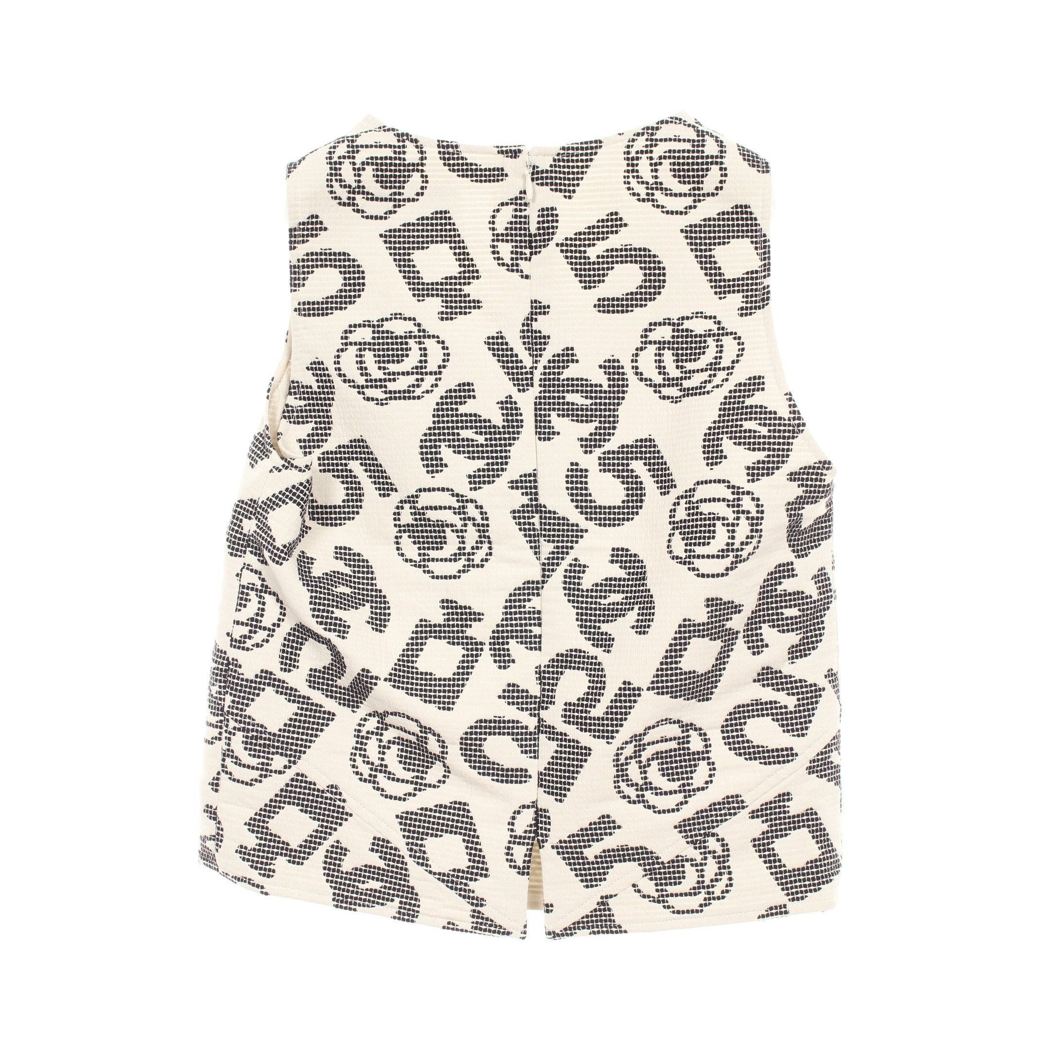 Chanel Chanel Coco Mark Camellia Vest Cotton Off White Black Size ONE SIZE - 2 Thumbnail