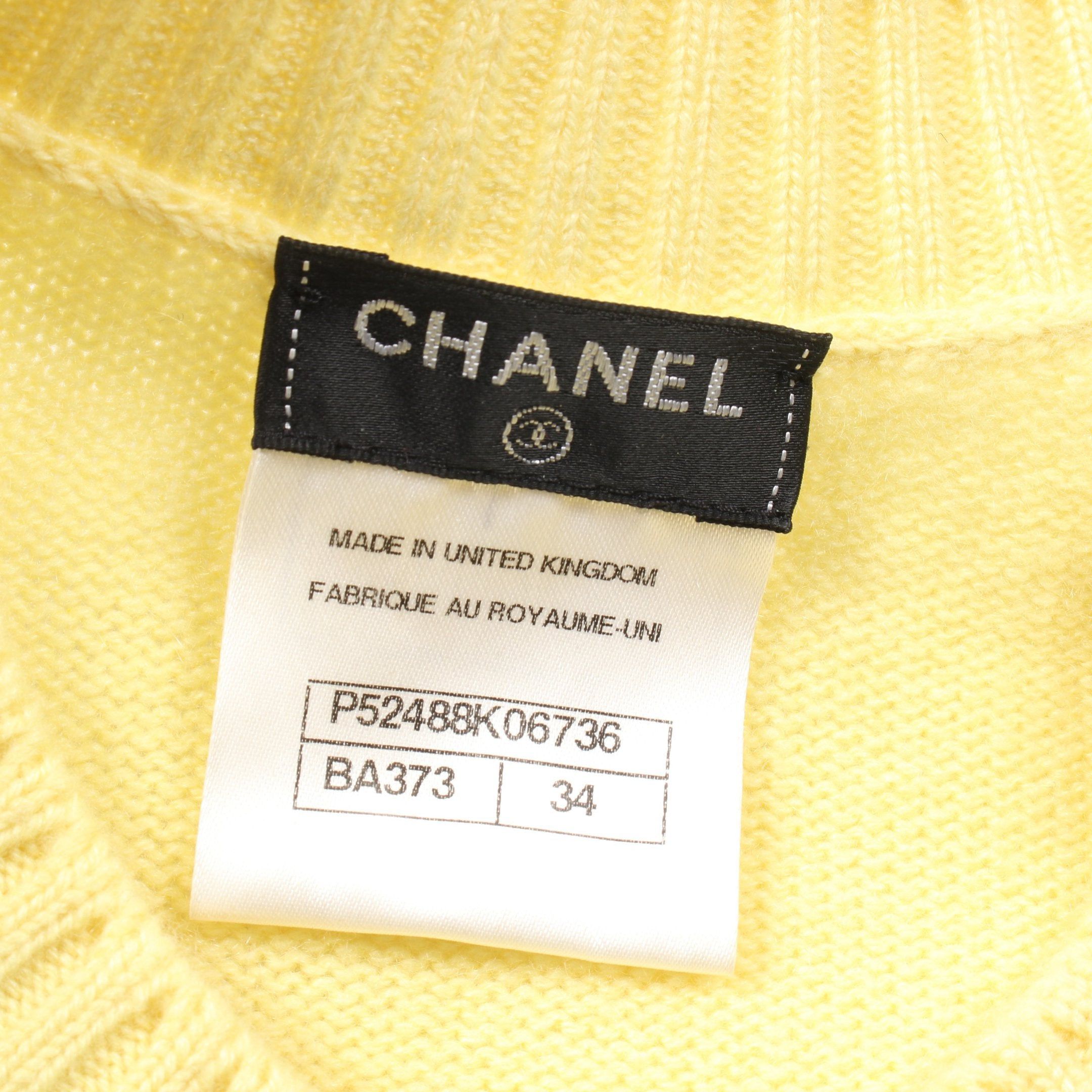 Chanel Chanel Coco Mark Cardigan Crew Neck Cashmere Yellow Size ONE SIZE - 3 Thumbnail